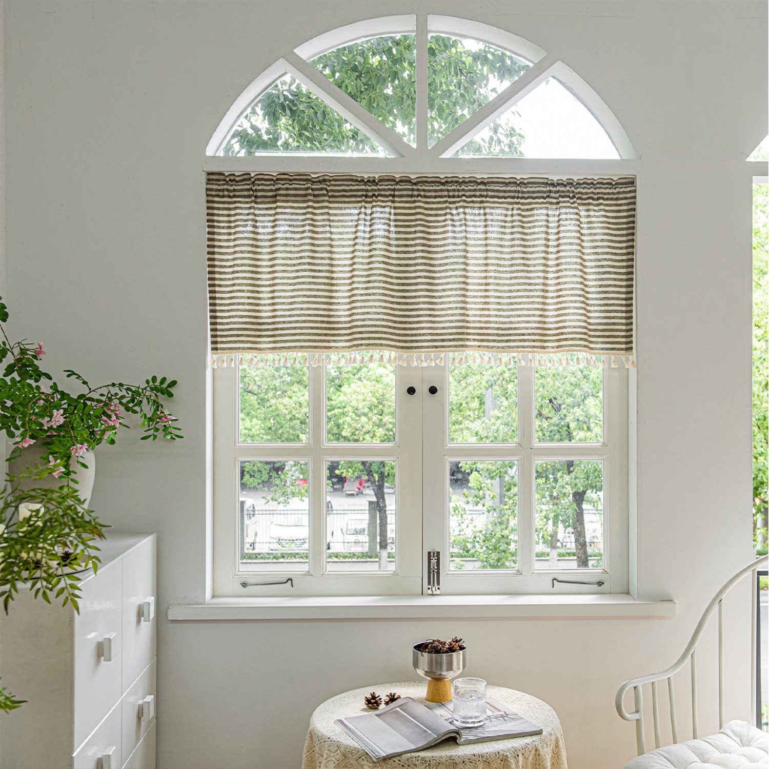 BYSURE Gardine (1 St), Scheibengardine Streifen Küche Vorhang Klein Fenster günstig online kaufen
