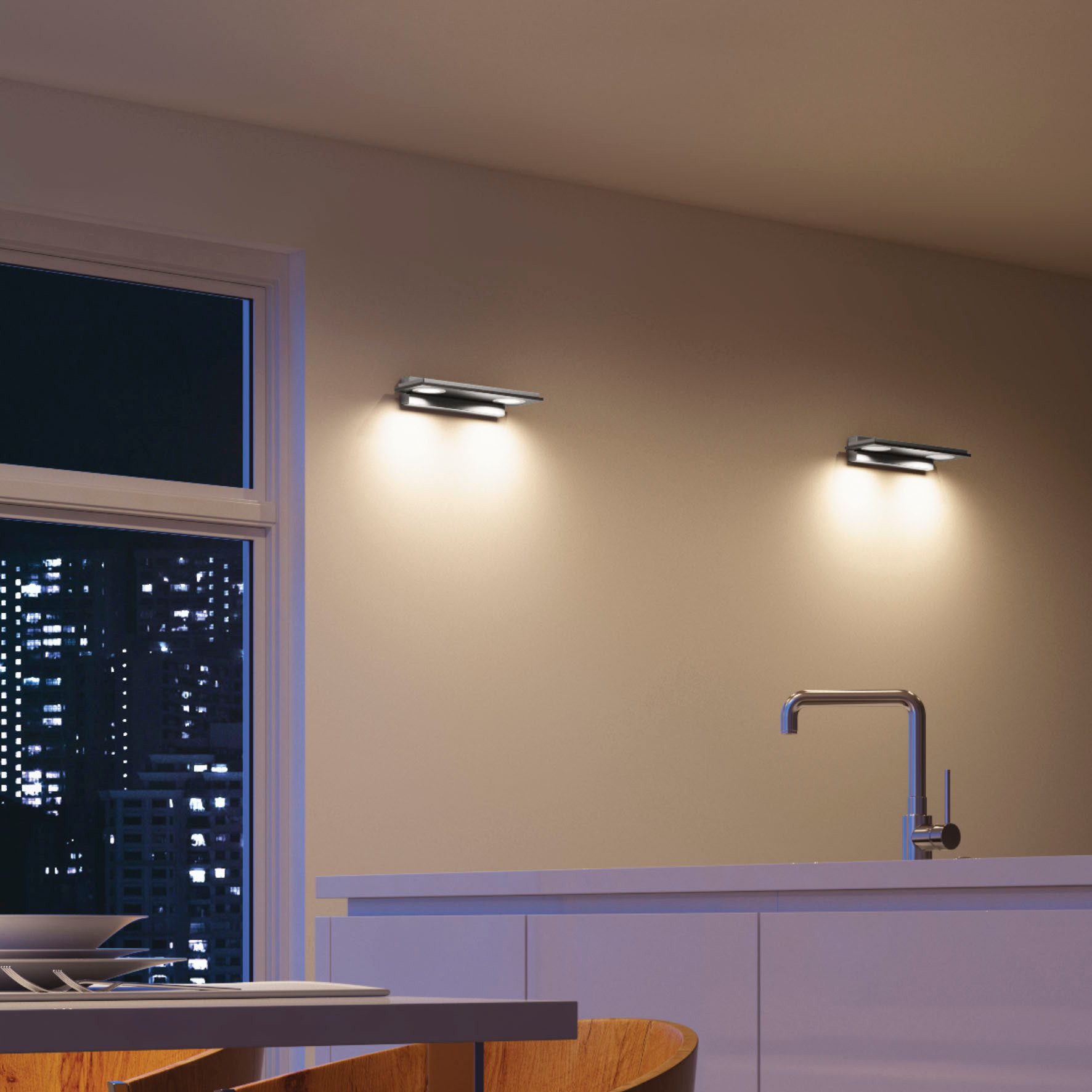 EVOTEC LED Wandleuchte PANO, LED fest integriert, Warmweiß