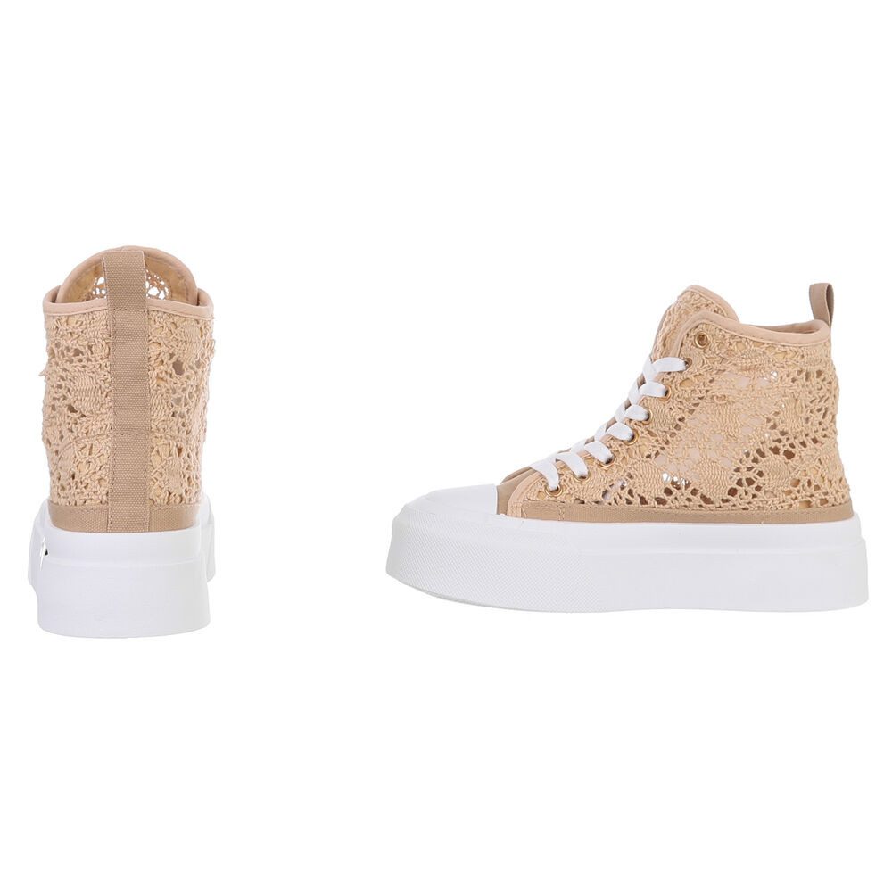 Ital-Design Damen High-Top Freizeit Sneakerboots (88828293) Flach Sneakers High in Hellbraun