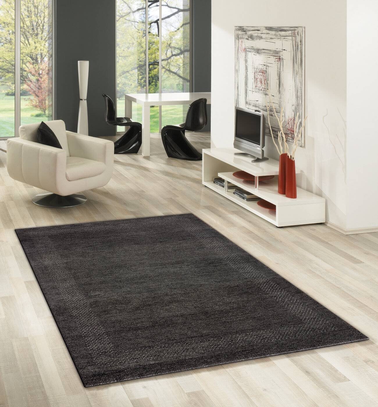 Rug Studios Teppich CASABLANCA, Rechteckig, Höhe: 20 mm, Wohnzimmer, 40 x 60 cm, Anthrazit