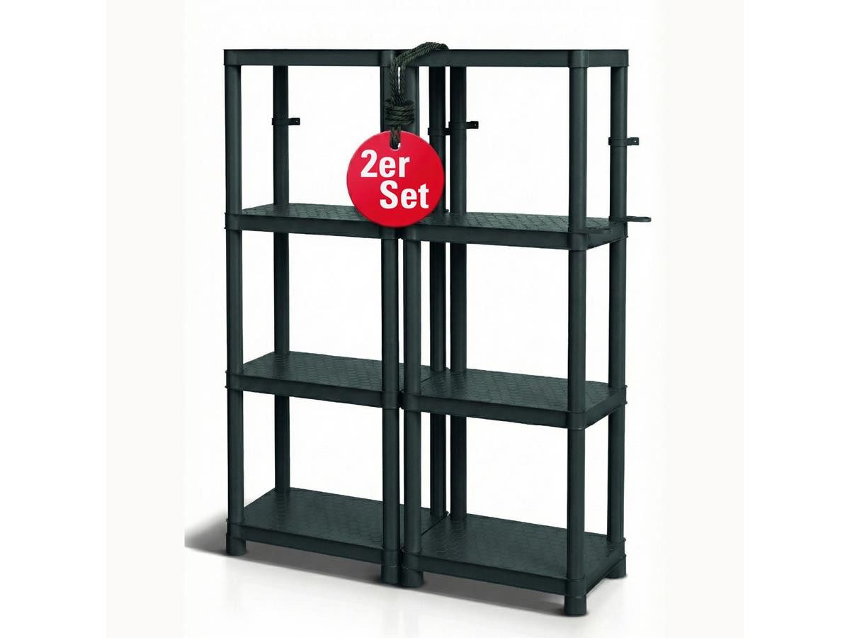 Kistenberg Schwerlastregal Werkstattregal KSS60L4, 2er Set, je 185 kg belastbar und 4 Ablageböden, 58 x 28 x 131,5 cm