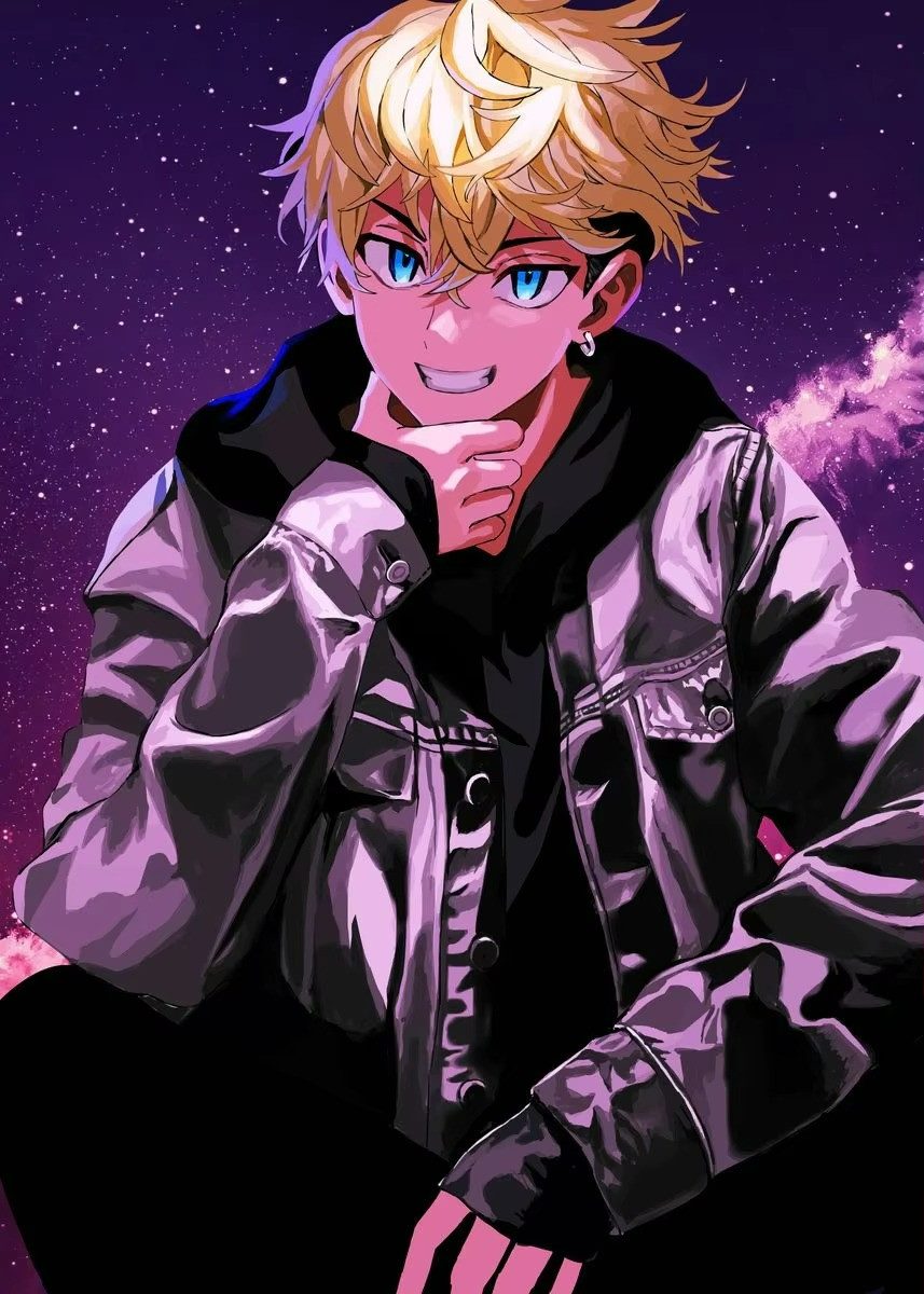 TPFLiving Kunstdruck (OHNE RAHMEN) Poster - Leinwand - Wandbild, Japanische Anime-Figur Tokyo Revengers Mikey Hanma Leinwand (Leinwandbild XXL), Farben: Lila, Schwarz, Grau, Gelb, Rot, Orange -Größe: 20x30cm