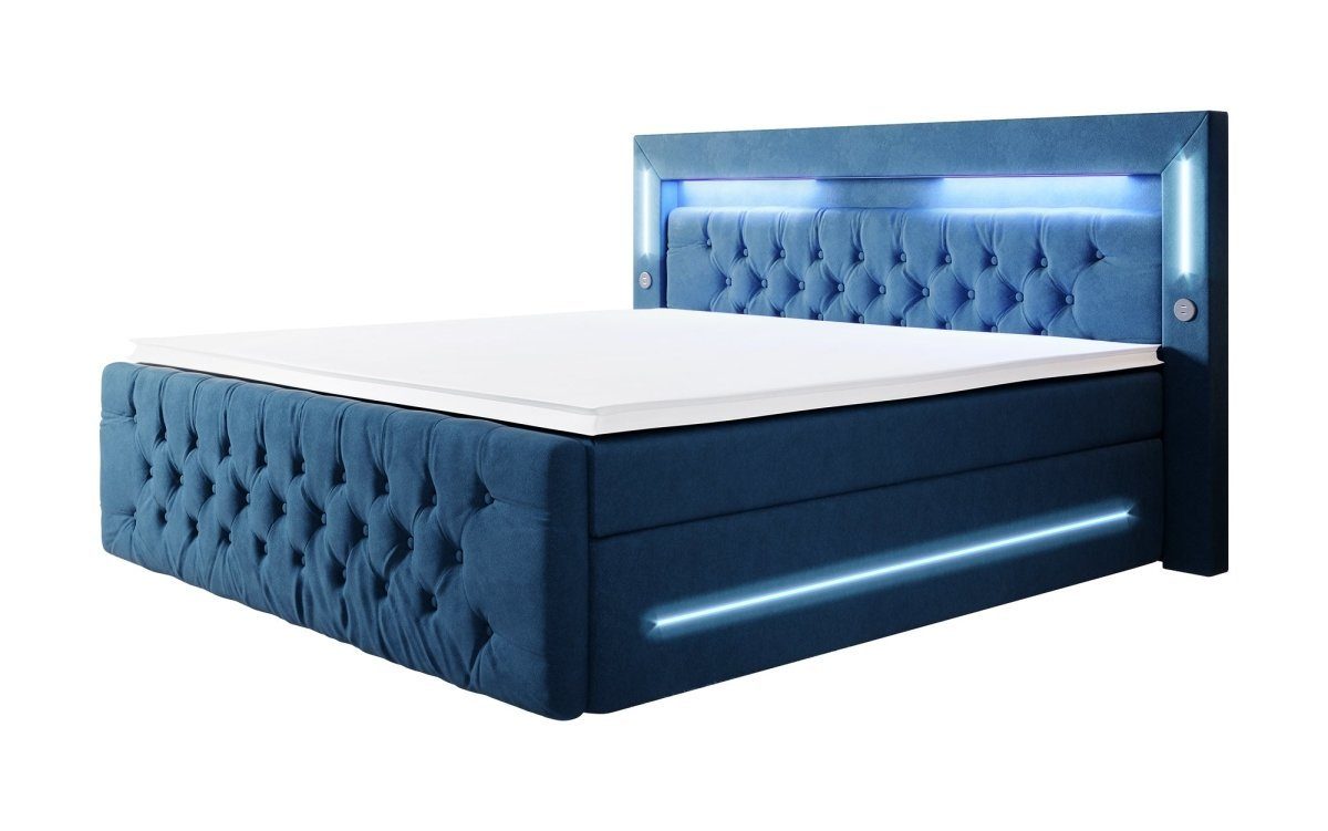 Luxusbetten24 Boxspringbett Moonlight, mit LED-Beleuchtung, USB-Anschluss günstig online kaufen
