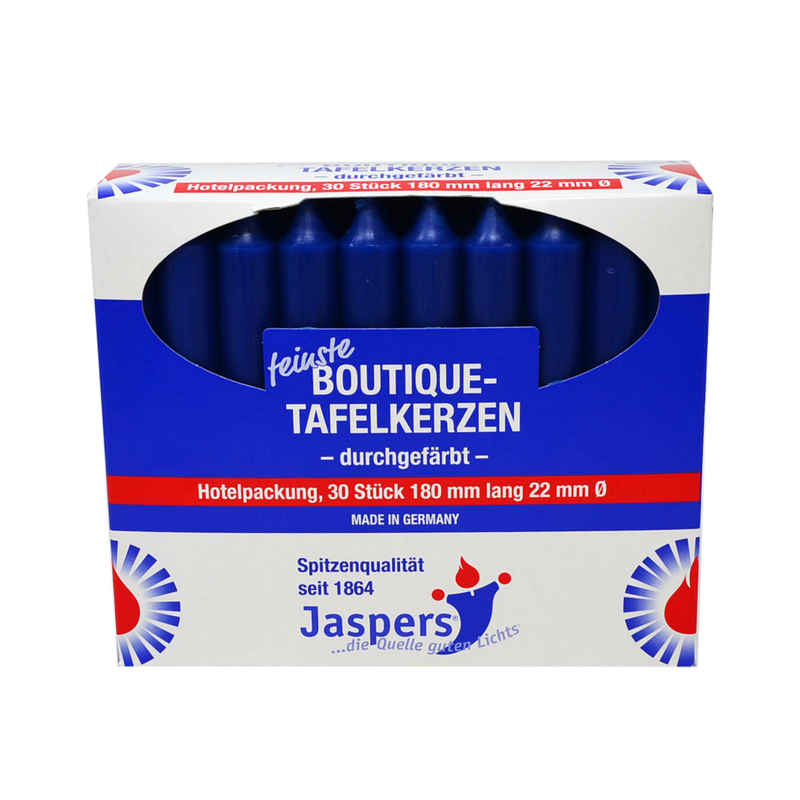 Jaspers Kerzen Tafelkerze Boutique-Kerzen Hotelpackung delftblau 30er Pack durchgefärbt