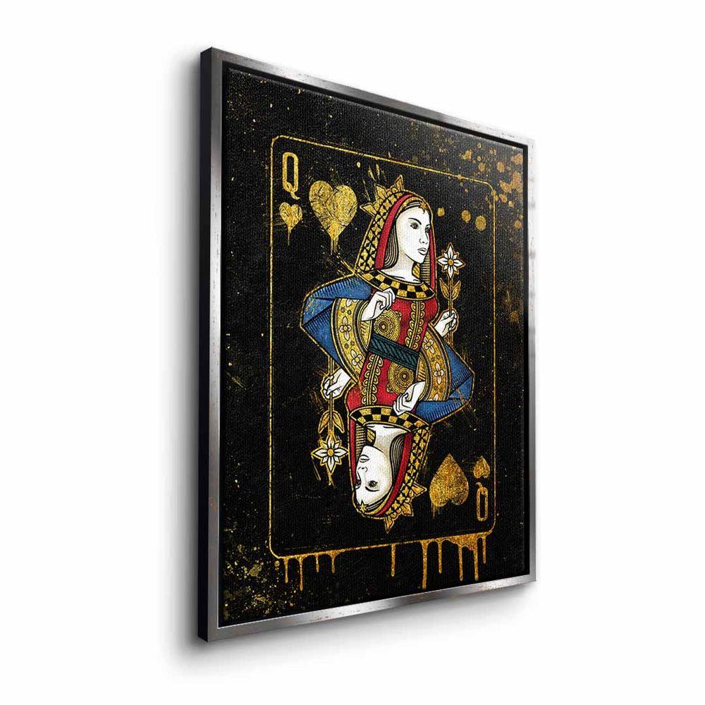 DOTCOMCANVAS® gold elegant Card edel mit Leinwandbild, Leinwandbild Königin Queen Rahmen Karte pr schwarz weißer