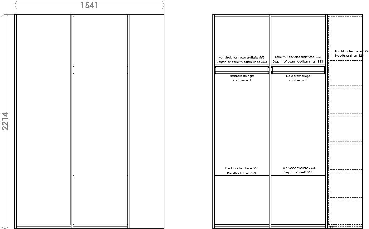 Plus oder links LIVING Kleiderschrank weiß/birke Müller montierbarem rechts inklusive 2 Variante SMALL Seitenregal Modular