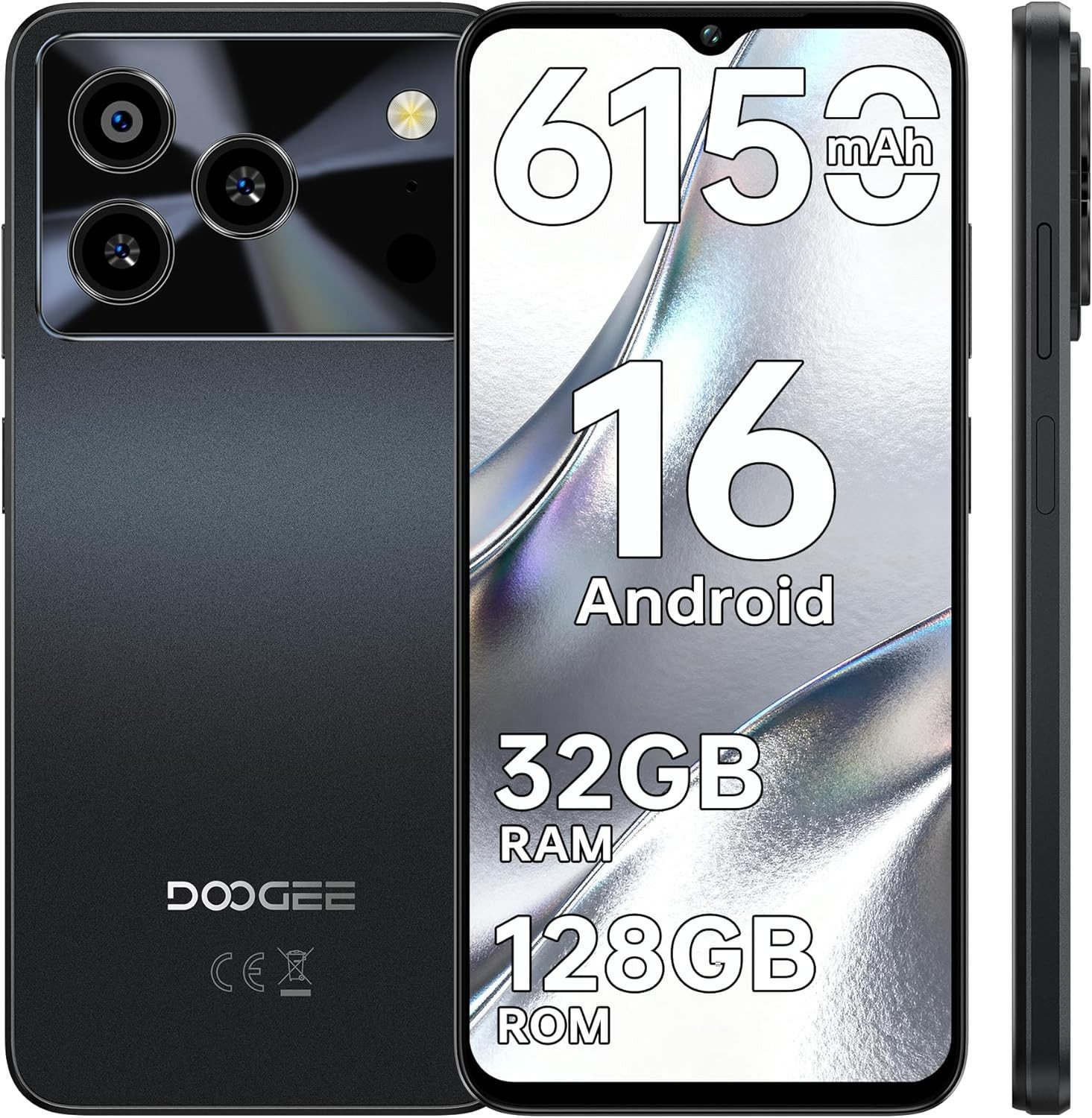 DOOGEE NOTE 56 Pro Android Handy 4GB+128GB 6150mAh ohne vertrag Smartphone (16,66 cm/6.56 Zoll, 128 GB Speicherplatz, 13 MP Kamera, Andriod 16, 6150mAh, Fingerabdruck, Dual SIM 4G, NFC, OTG, GPS)