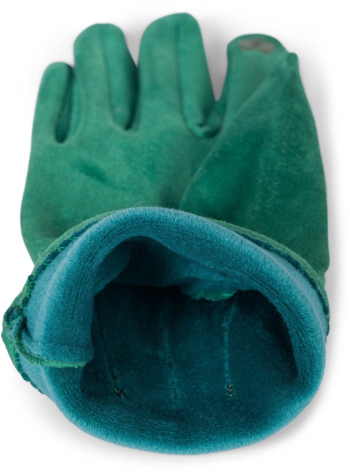 styleBREAKER Fleecehandschuhe Einfarbige Handschuhe Dunkelgrün Ziernähte Touchscreen