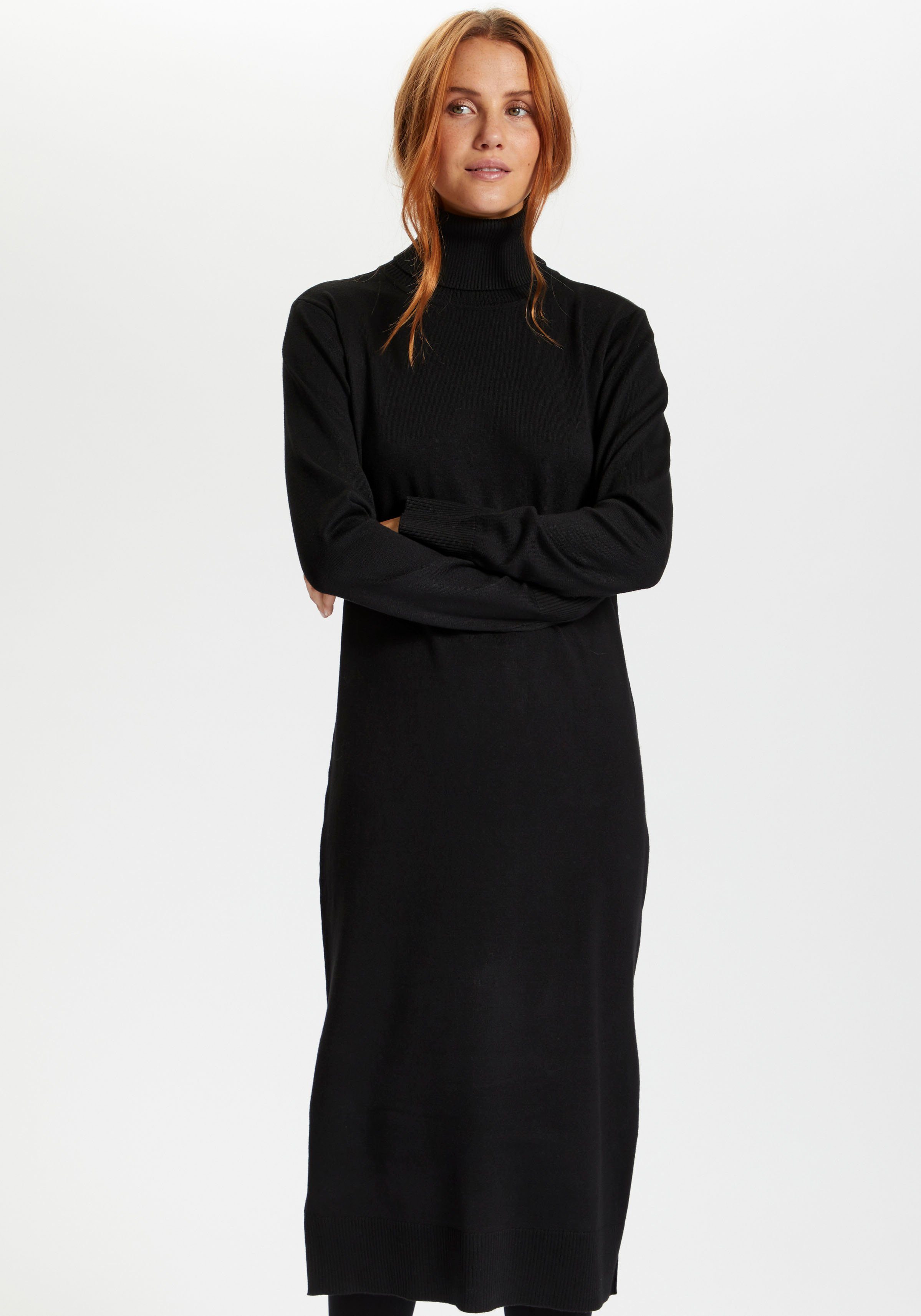 black Dress mit Long Strickkleid SZ-Roll-neck Rollkragen Tropez Saint