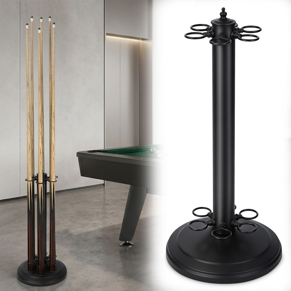 QUBEBU Billardqueue Billard-Queue Ständer, Freistehender Billard-Queue-Rack für 6 Queues, (Metall Pool-Queue-Halter für Billard-Spielzimmer, Pooltisch-Zubehör, 1-tlg), Rundes Billardtischständer für Spielzimmer, Billardzimmer