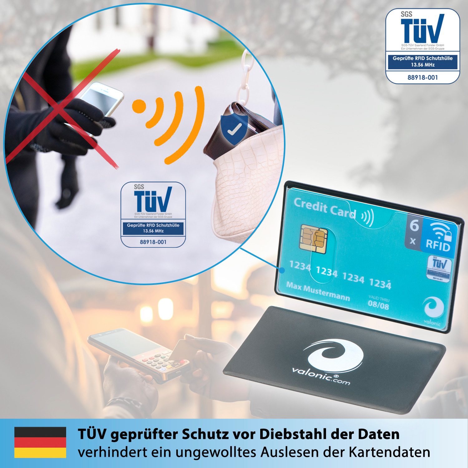 valonic Etui valonic - Kreditkartenhüllen RFID-Block 6 Stück Einschub oben günstig online kaufen