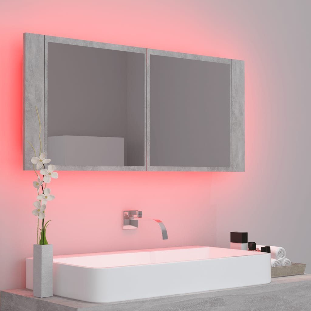 100x12x45 cm Badezimmerspiegelschrank vidaXL (1-St) LED-Bad-Spiegelschrank Betongrau Acryl