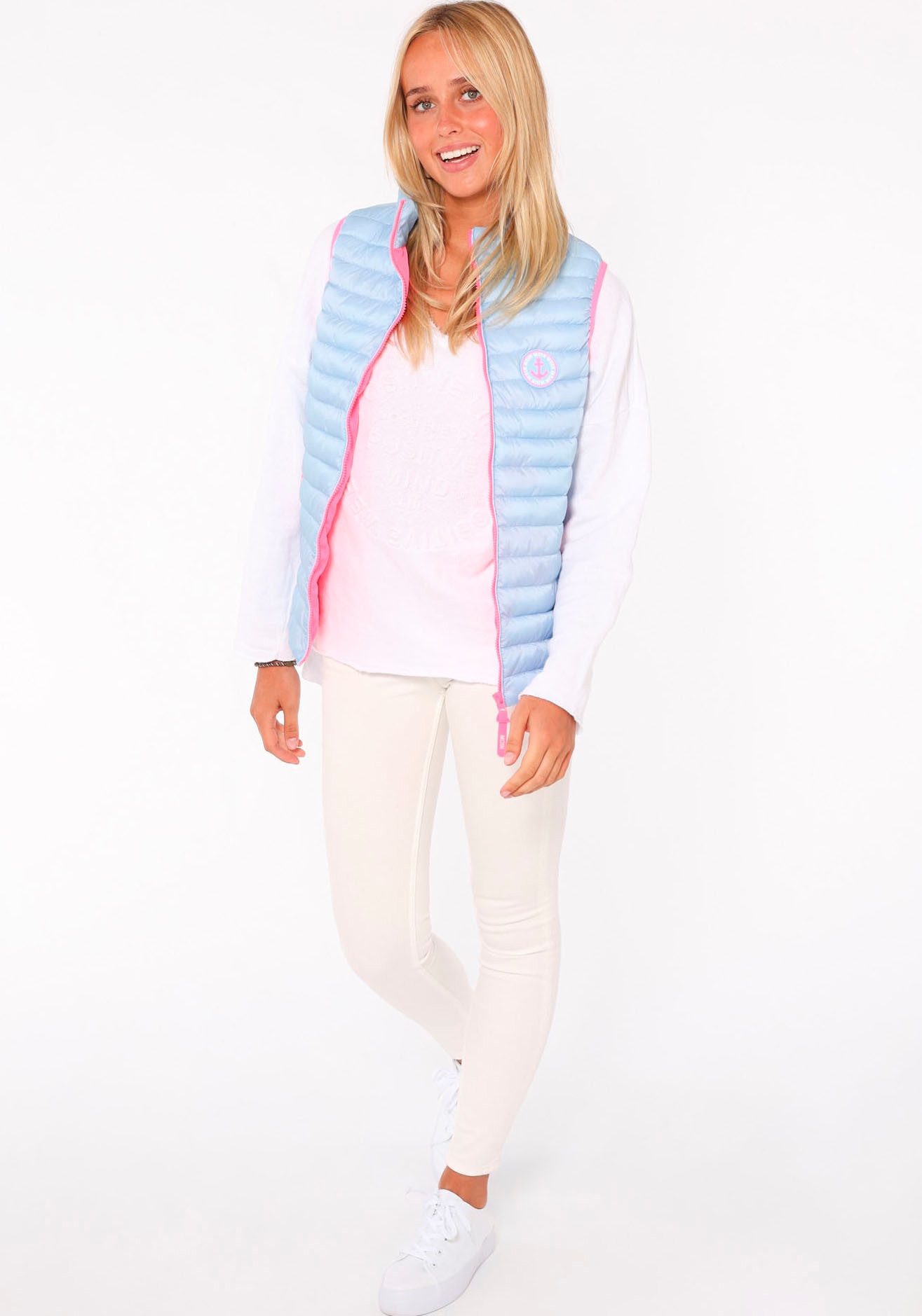 Zwillingsherz Steppweste "Moin" Kontrastdetails, modisch, Stehkragen, Reißverschluss, Taschen