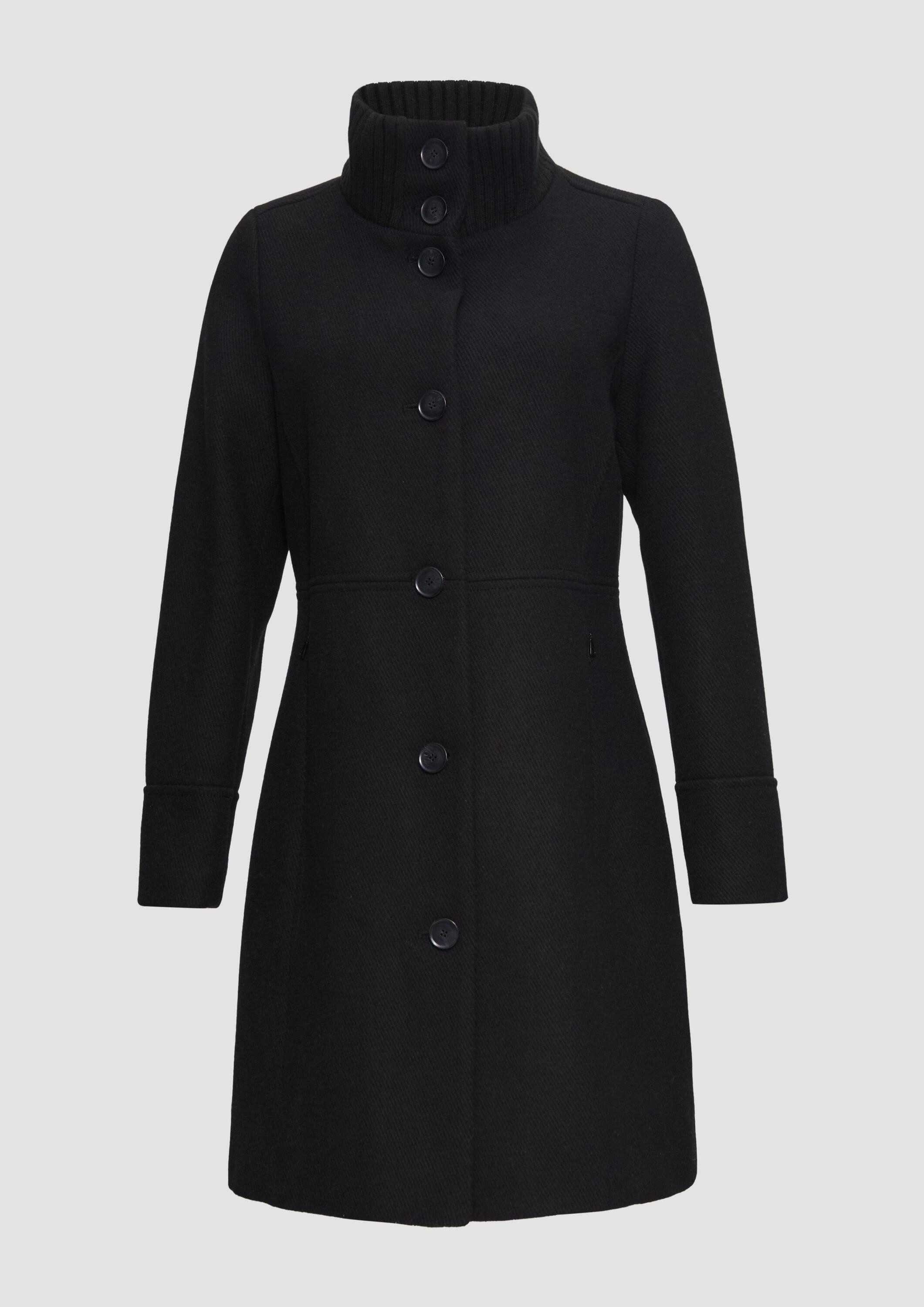 s.Oliver Funktionsmantel Outdoor-Mantel Twillmantel mit Strick-Stehkragen und Eingrifftaschen