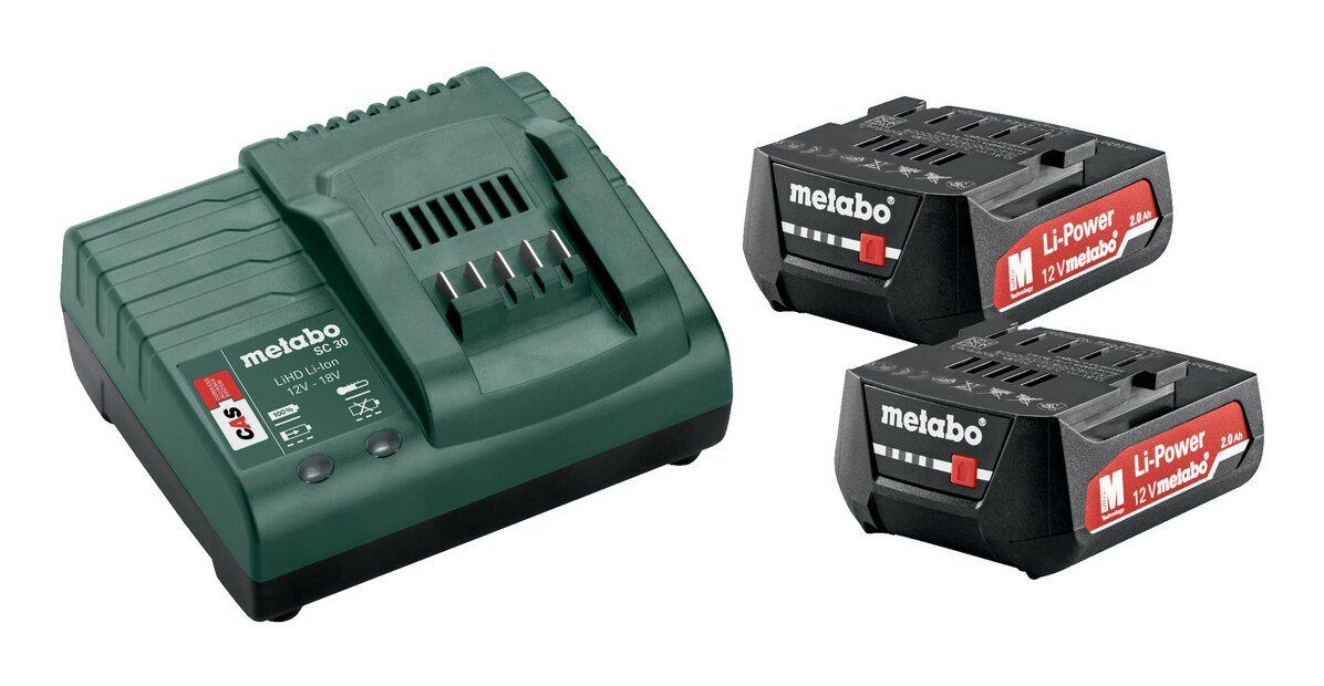 metabo Akku Starter-Set, Basis Akkuset 12V Li-Ion 2 x 2 Ah