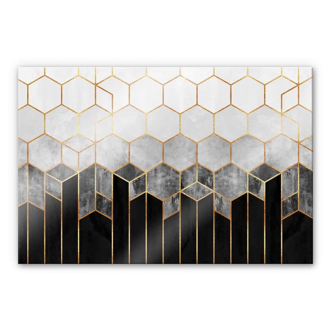 K&L Wall Art Spritzschutz Glas Küchenrückwand Hexagon Marmor Steinoptik Gold