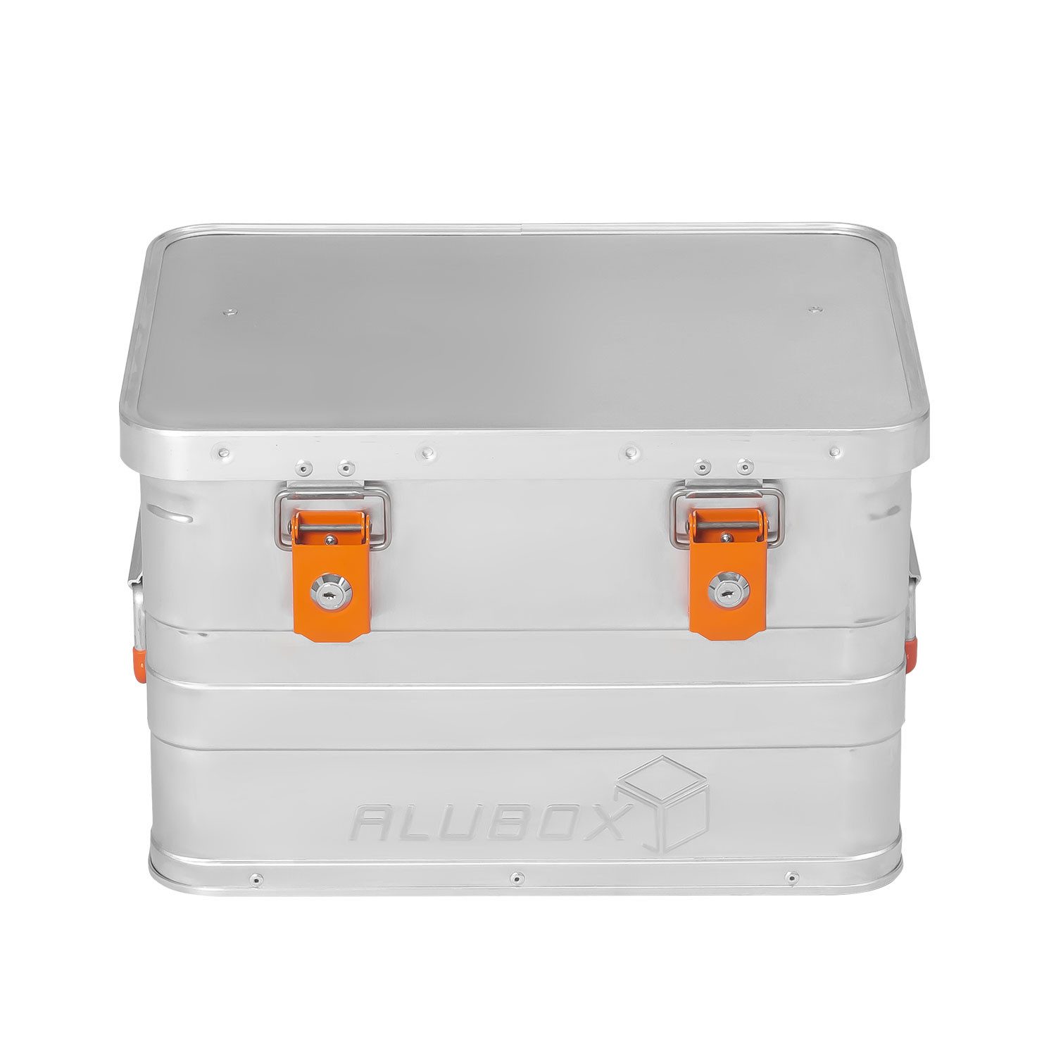ALUBOX Aufbewahrungsbox Alukiste Transportbox abschließbar mit Deckel (29 Liter), Fangbänder am Deckel - inklusive Zylinderschlösser – Bild 5 von 5