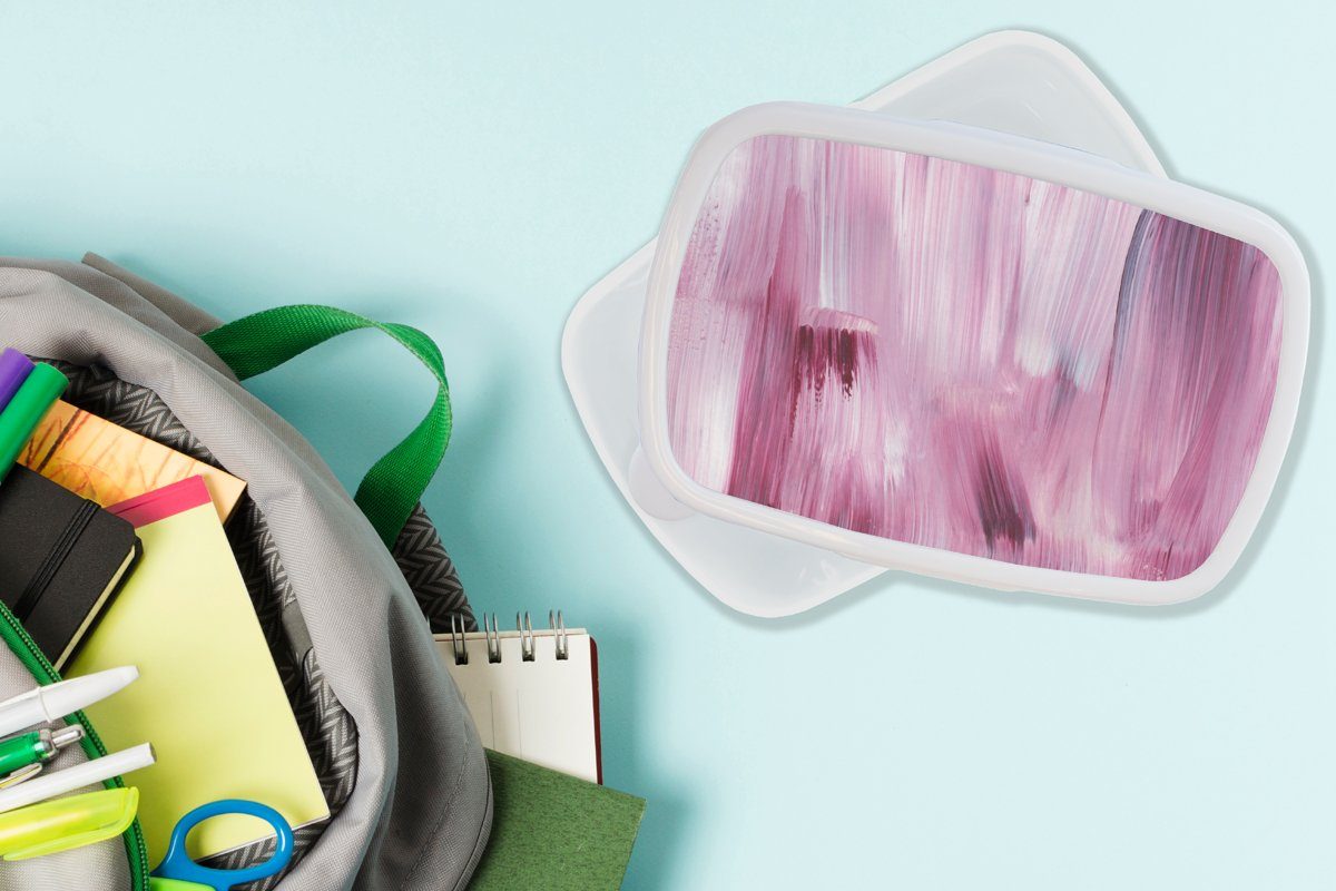 (2-tlg), Farbe für Mädchen Lunchbox Rosa, Kunststoff, Brotbox Farben MuchoWow Kinder - Erwachsene, und weiß und Jungs für - Brotdose,