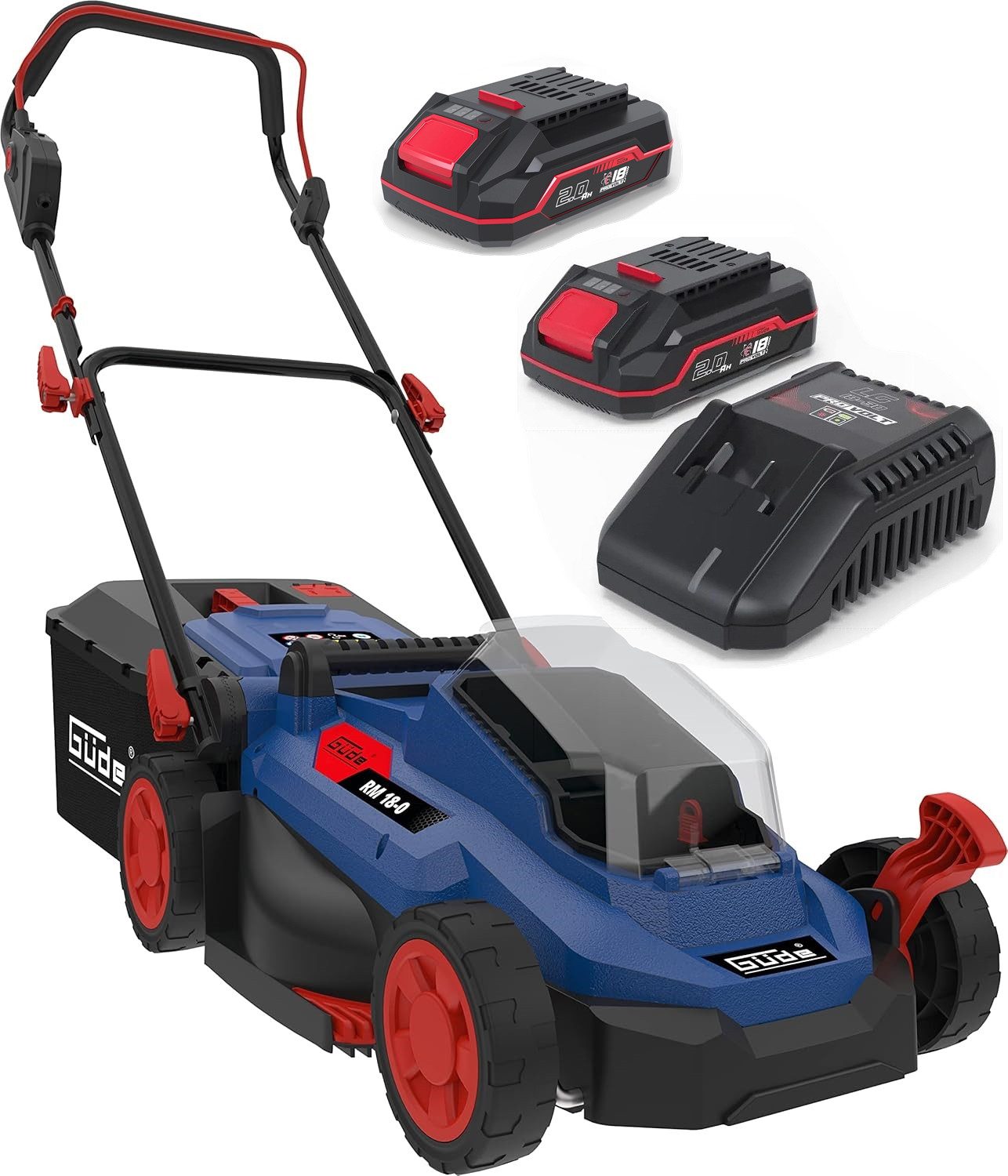 Güde Akkurasenmäher City Rasenmäher RM 18/33 18V, 33 cm t + 2x Akku 2.0 Ah + Ladegerät