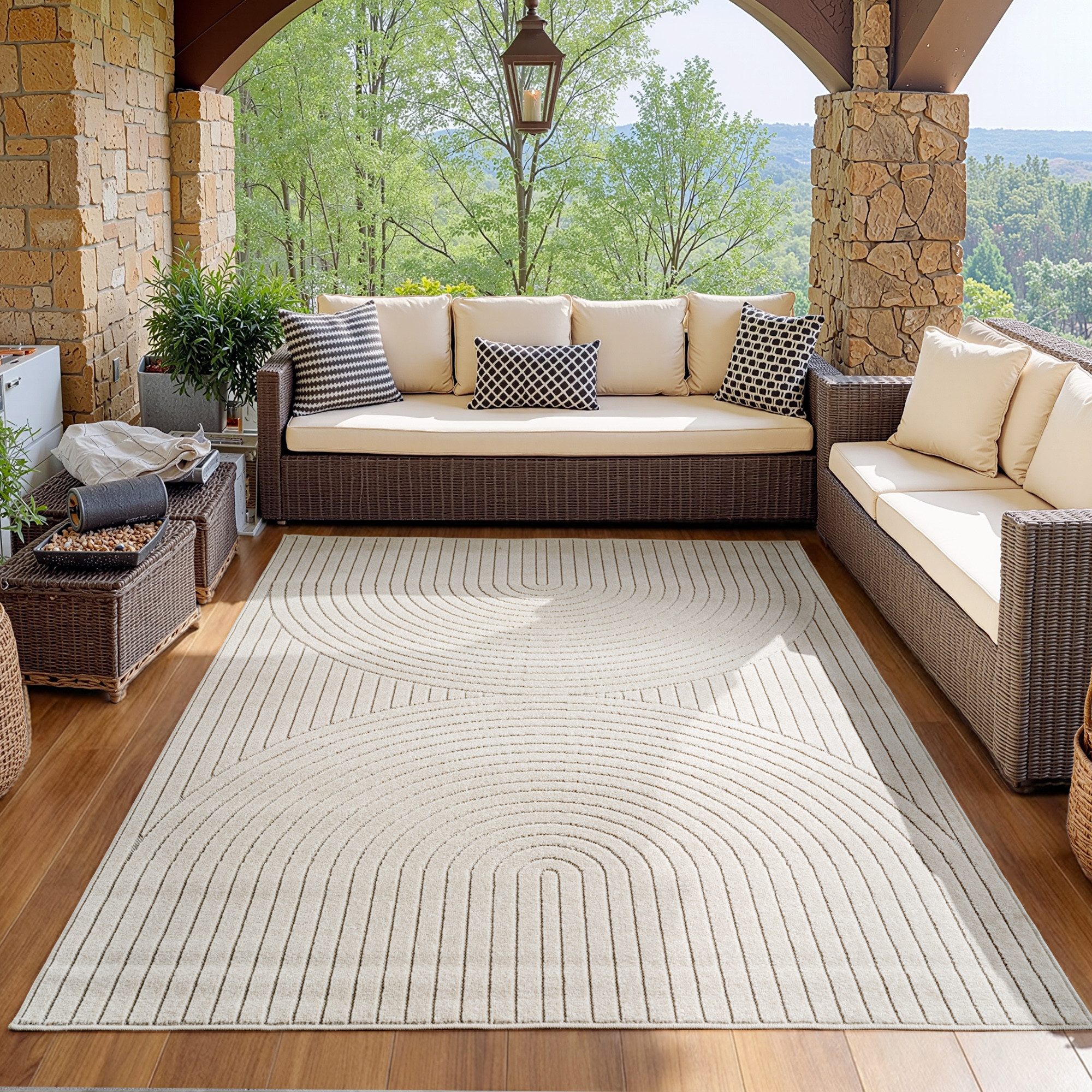 SIMPEX24 Outdoorteppich Skandinavischer 3D Design, Rechteckig, Höhe: 5 mm, Outdoor Teppich Wetterfest Modern Wohnzimmer Küchen Terrasse Balkon