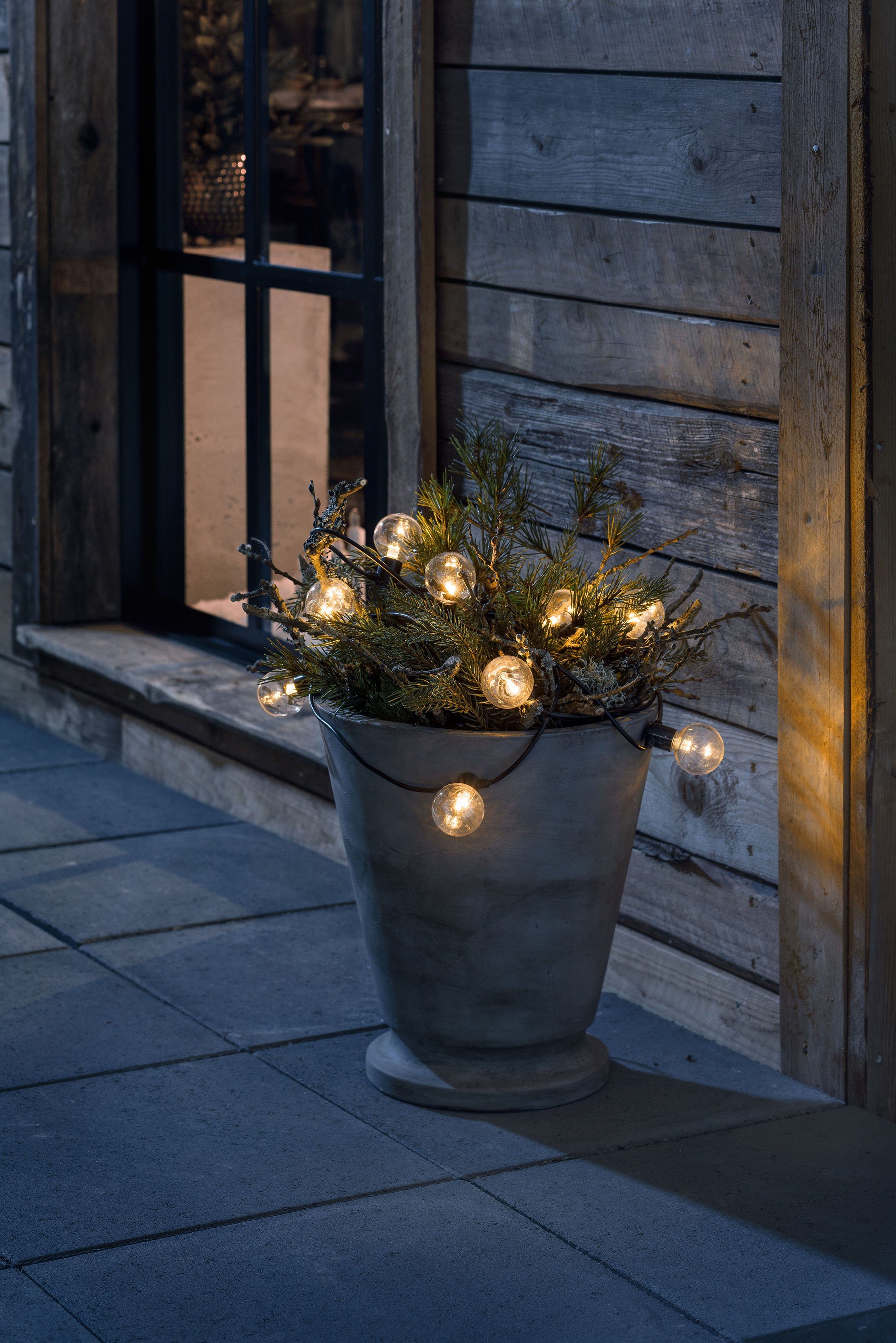 KONSTSMIDE LED-Lichterkette, 10-flammig, LED 20 Biergartenkette, 10 / klare bernsteinfarbene Birnen Dioden