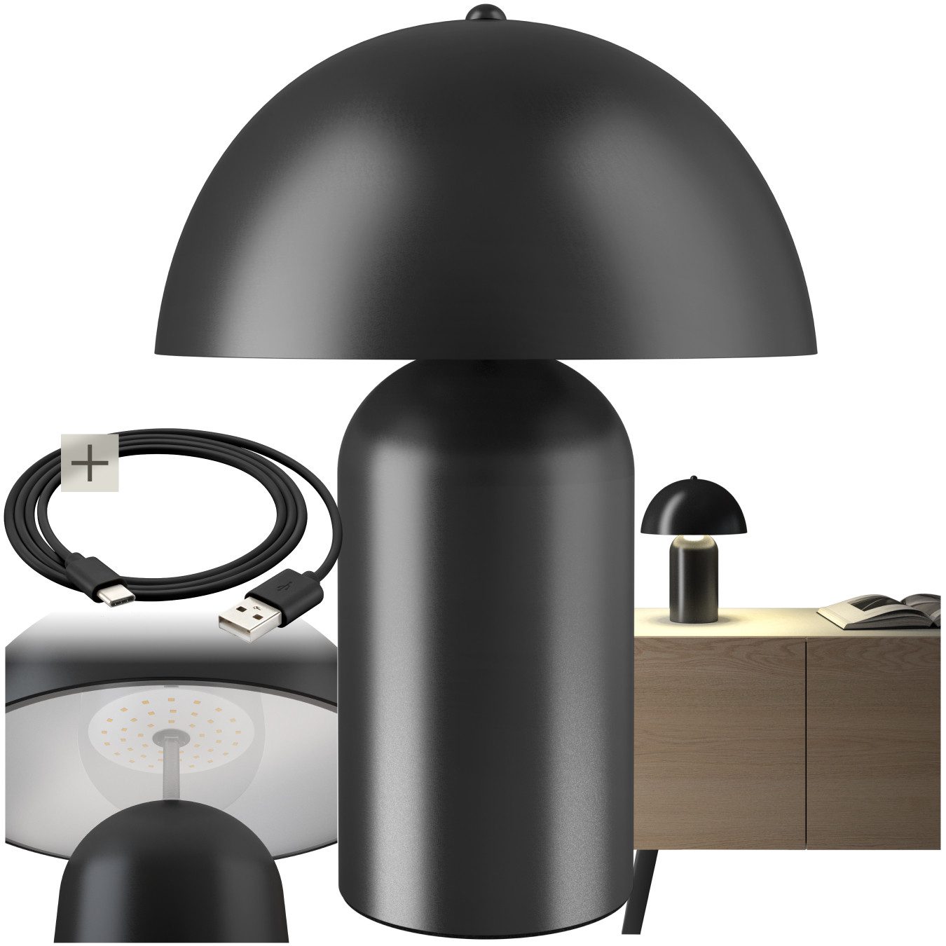 tectake Schreibtischlampe Akku-Tischlampe, Kleine Retro-Tischleuchte im günstig online kaufen