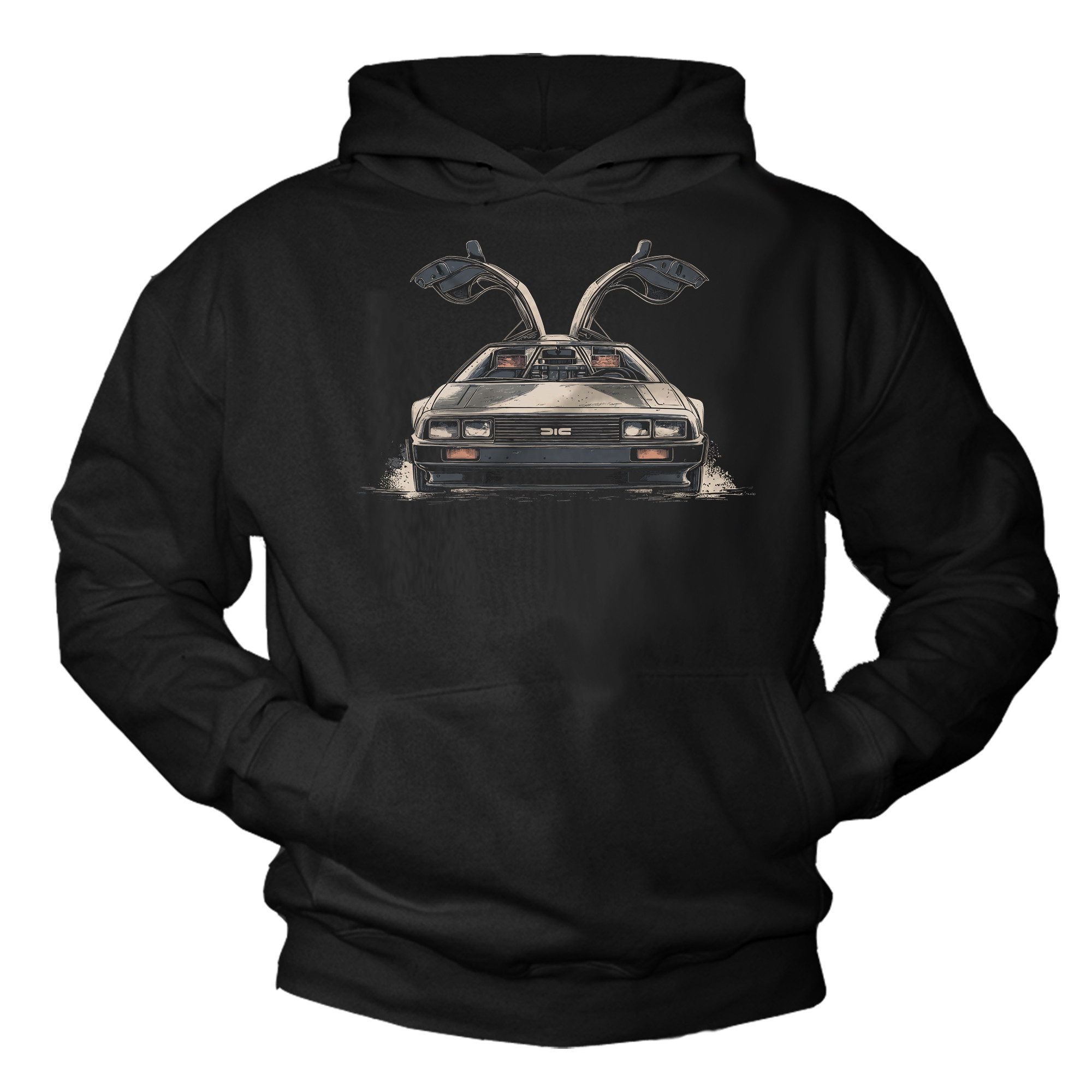 Kapuzenpullover Kapuzenpulli mit Auto Print für Herren – Future Design in Schwarz
