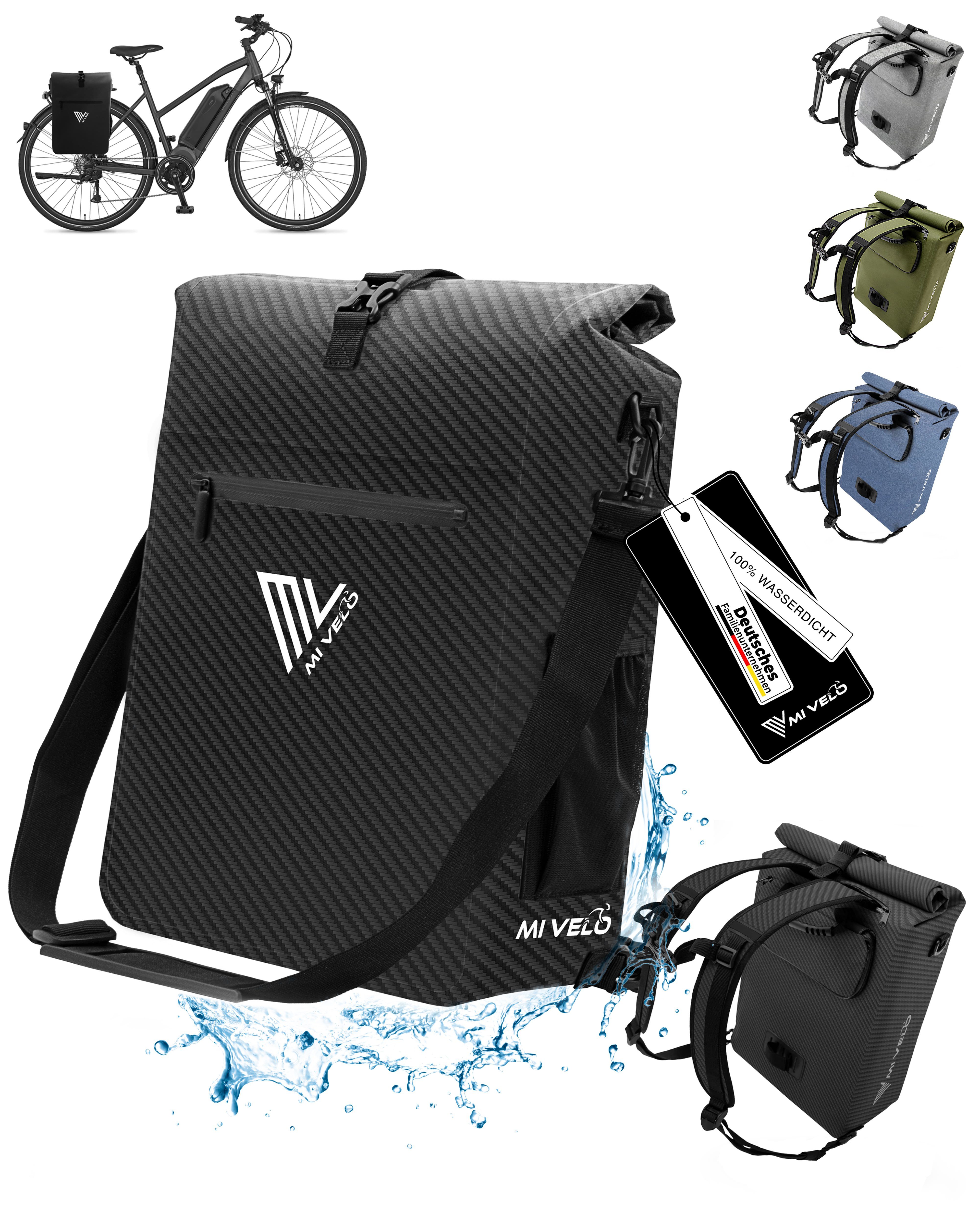 MIVELO Fahrradtasche 3in1 Gepäckträgertasche, Rucksack für Fahrrad Gepäckträger wasserdicht