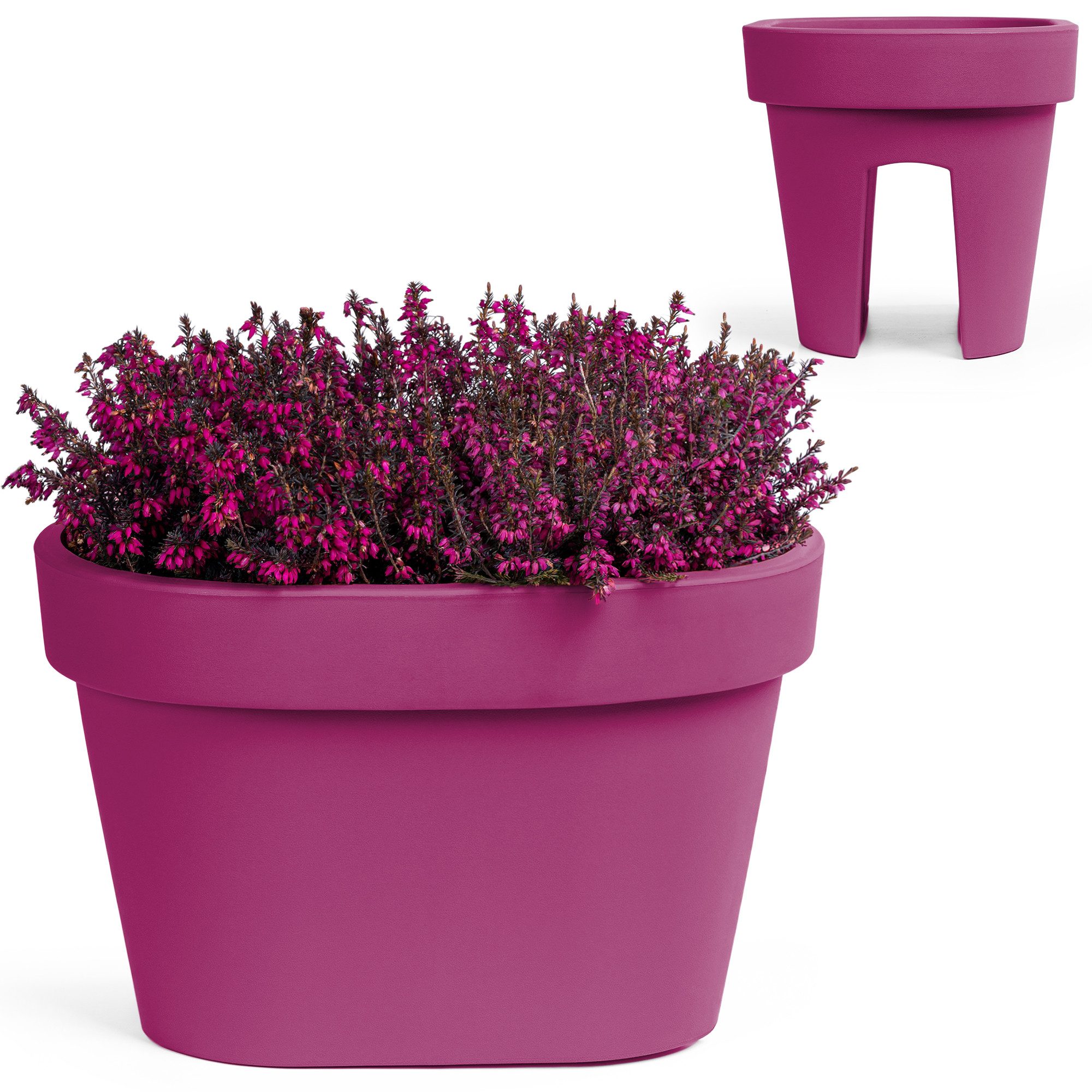 KONZEPT Blumenkasten für Balkongeländer 12,3 L, ca. 40 x 27 cm, Geprägtem Rand, Stapelbar