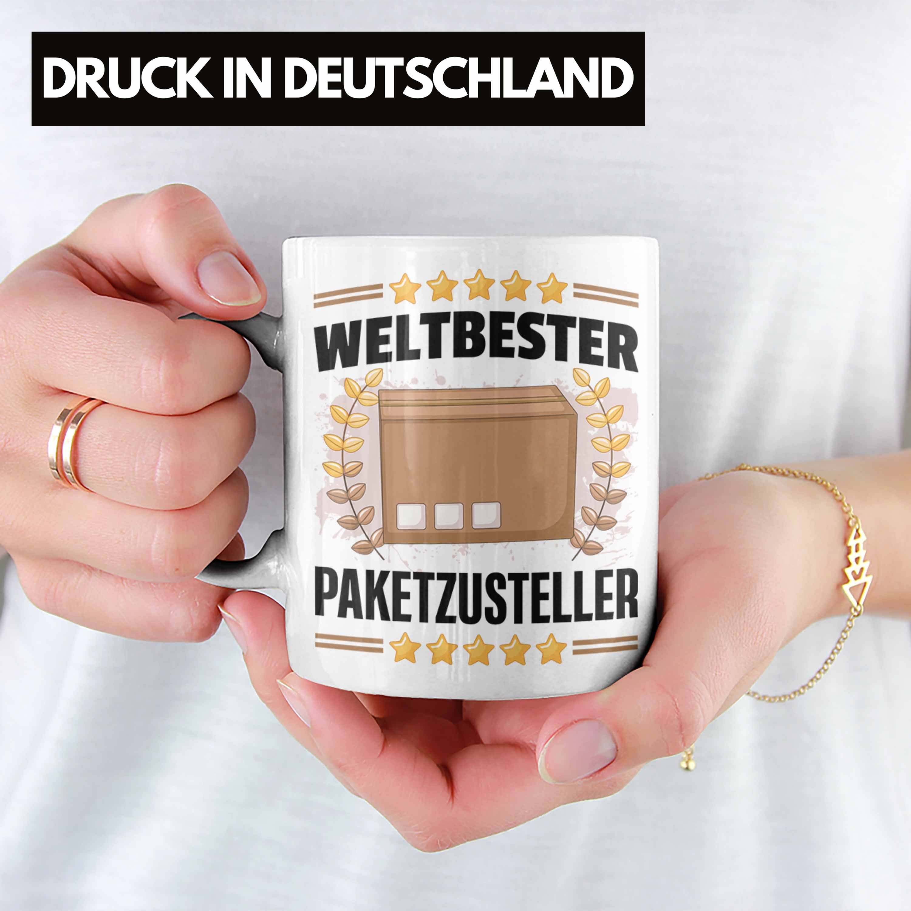 Paketbote Tasse Postbote Weltbester Tasse Trendation Spruch Geschenkidee Weiss Paketzusteller