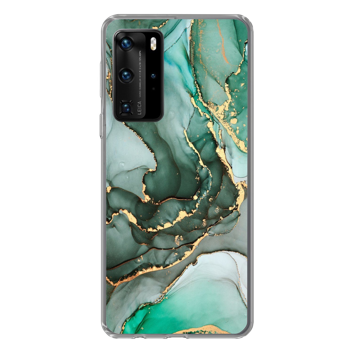 MuchoWow Handyhülle für Huawei P40 Pro Gold - Marmor - Grün - Luxus - Marmoroptik - Grau, Handy Case, Silikon, Bumper Case Dünn
