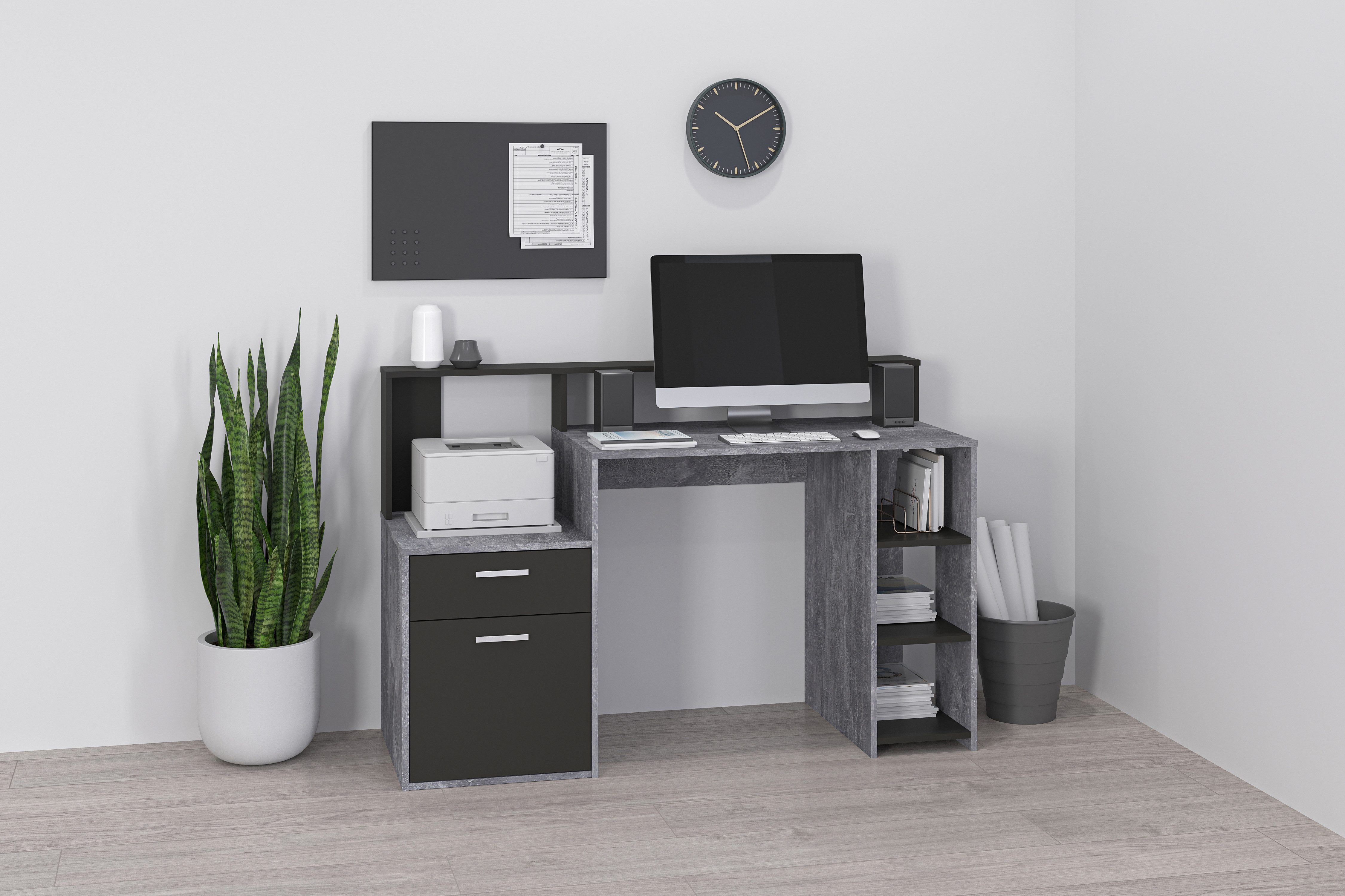 FMD Regal-Schreibtisch Bolton, Schreibtisch mit Stauraum und Ablage, offene günstig online kaufen