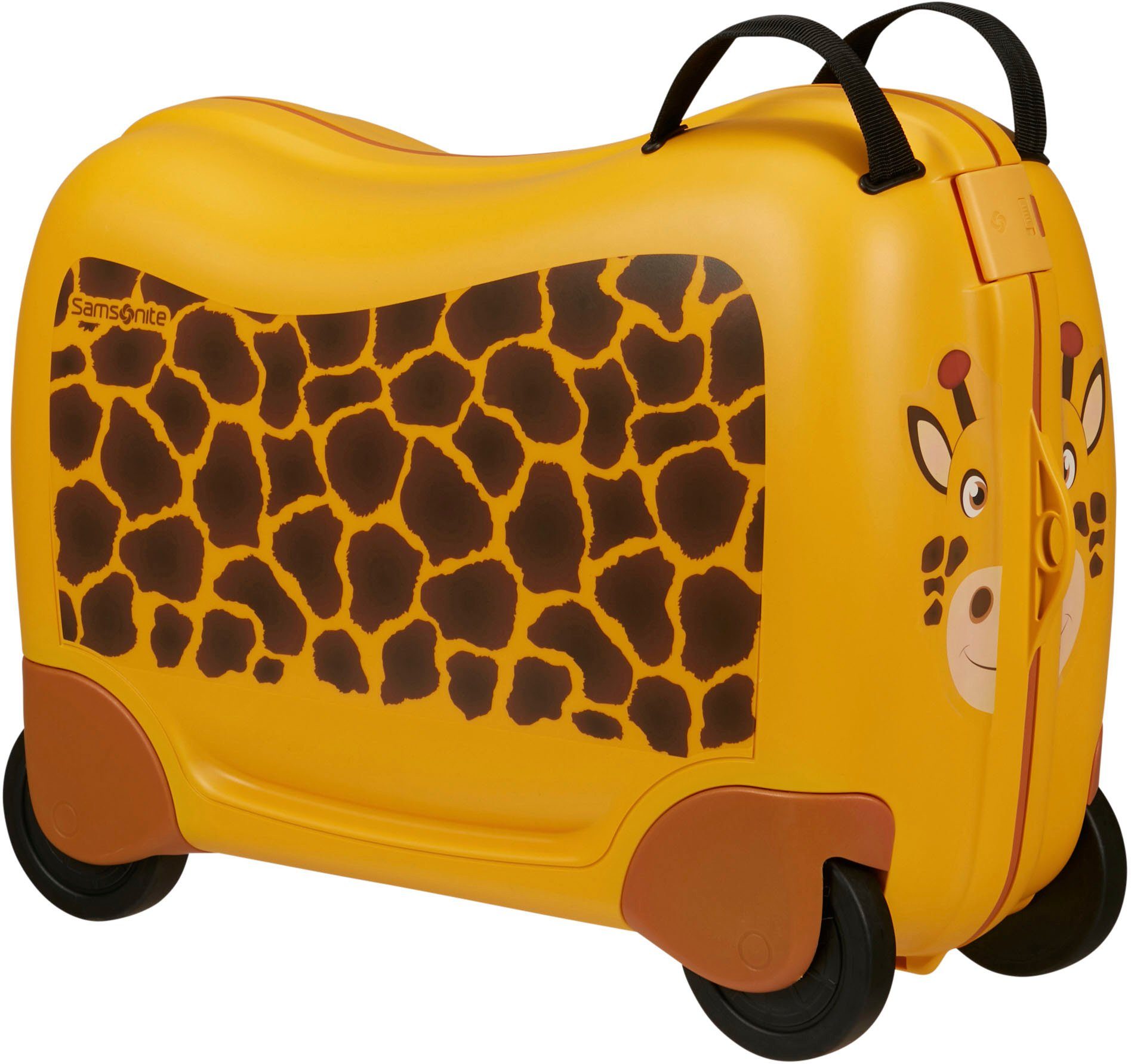 Samsonite Kinderkoffer Dream2Go Ride-on Trolley, Giraffe, 4 Rollen, Kinderreisekoffer Handgepäck zum sitzen und ziehen