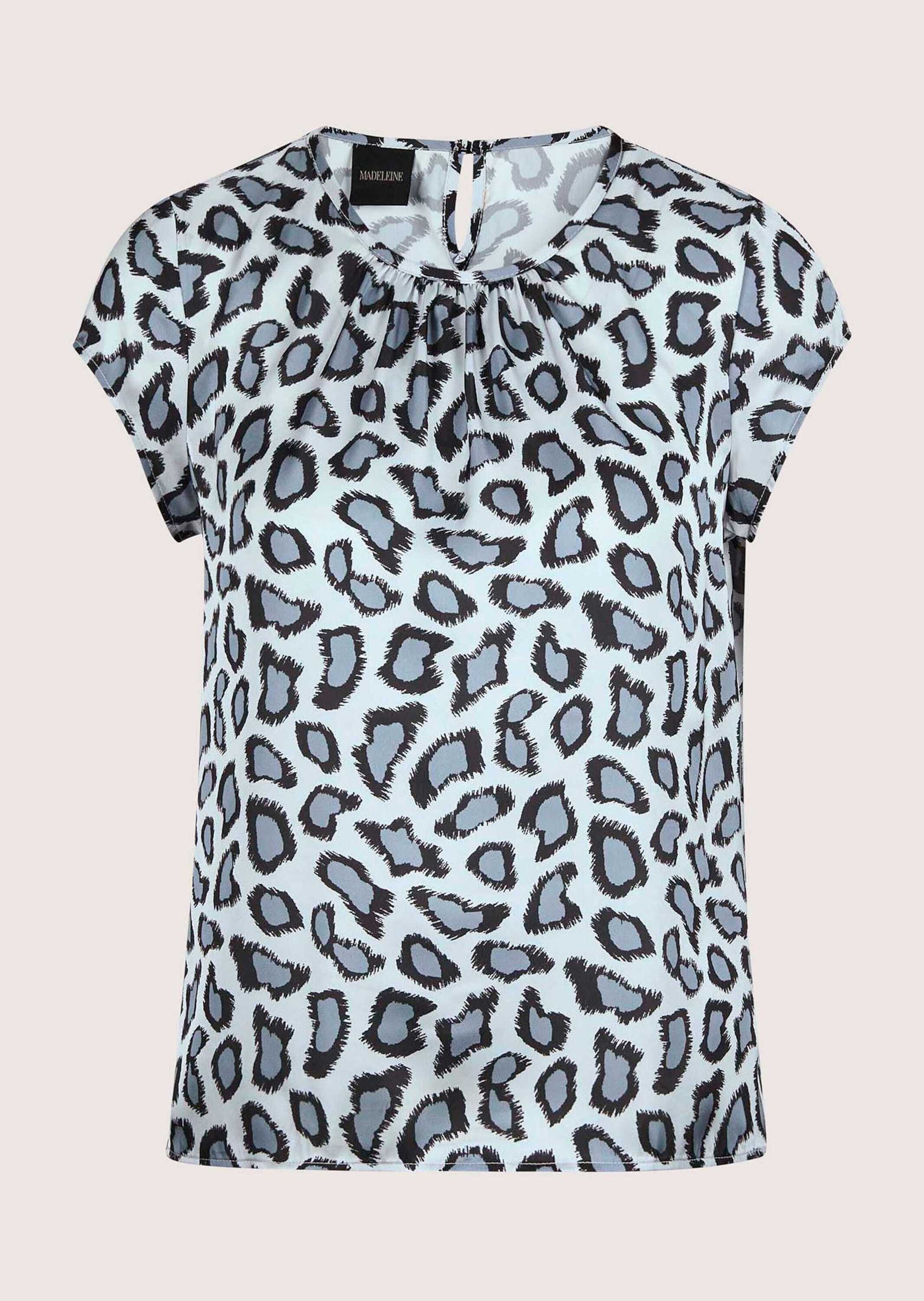 Kurzarmbluse Rundhals-Bluse mit Unikat-Print