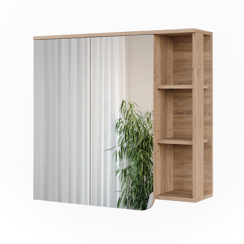 Vicco Badezimmerspiegelschrank Karen, Sonoma/Weiß, 80 x 75 cm günstig online kaufen
