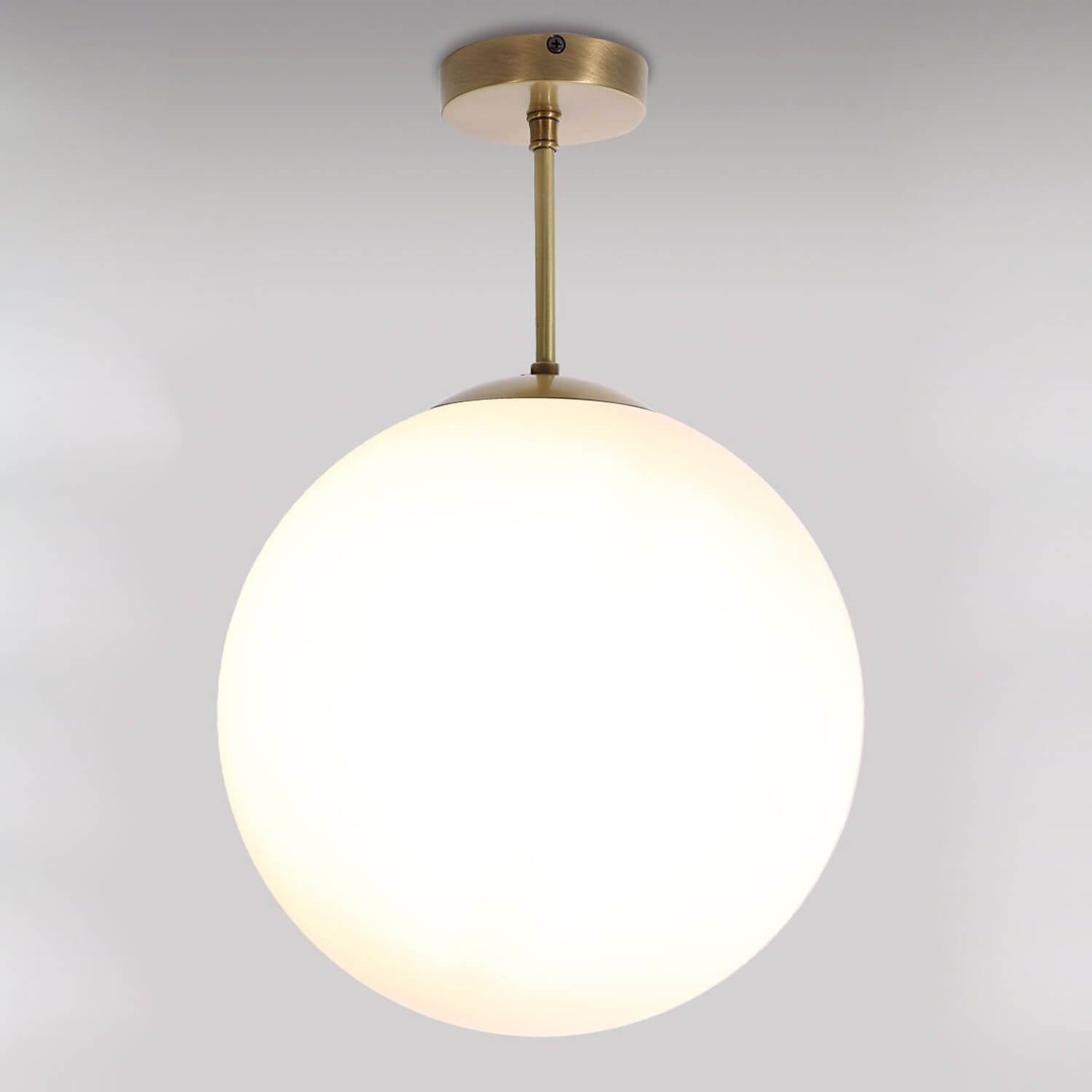 Licht-Erlebnisse Deckenleuchte MUSA, ohne Leuchtmittel, Deckenlampe Weiß  Echt-Messing Bronze Glas Kugel Vintage Wohnzimmer Bad | Deckenlampen
