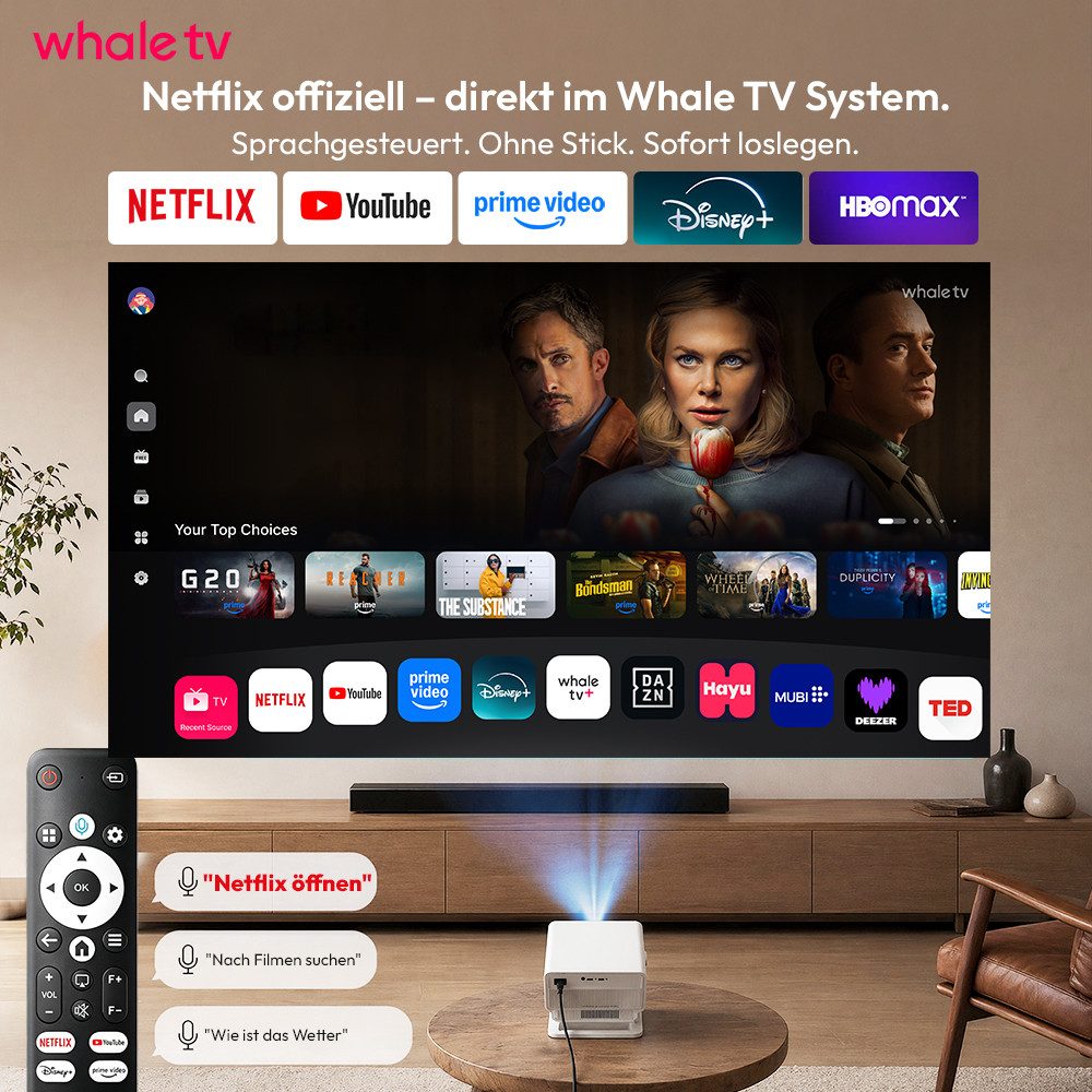 XGODY Beamer 4K Mit Netflix Zertifizierung 2026 Upgrade UHD Wifi6 Heimkino LCD-Beamer (1200 lm, 1000:1, 3840 x 2160 px, 1200 ANSI Autofokus Outdoor Deckenmontage Projektor für Handy)