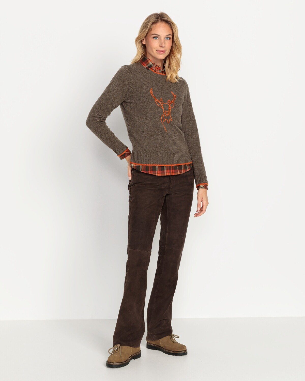 Brigitte von Schönfels Strickpullover Pullover mit Hirschmotiv