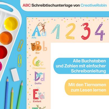 CreativeRobin Malblock ABC Malblock & Malunterlage für Kinder • A3 Schreibtischunterlage
