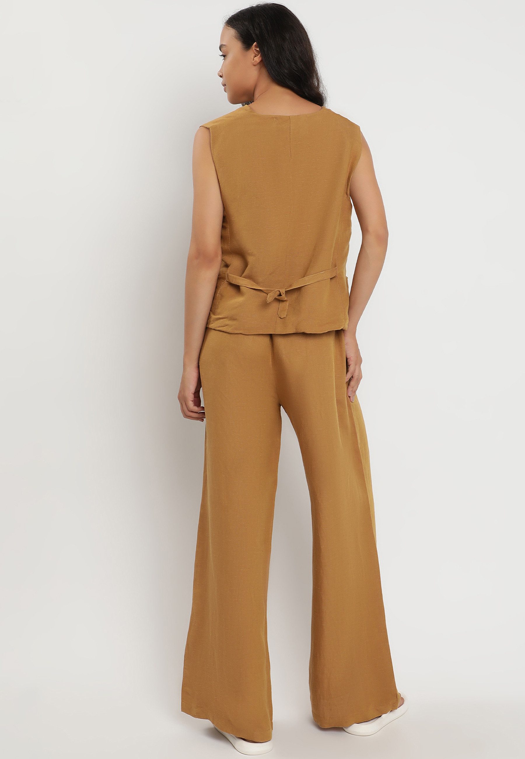 YC Fashion & Style Hosenanzug Zweiteiliger Anzug aus Leinen Hose & Weste (2-tlg) im 2-teiligen Set im lässigen Look