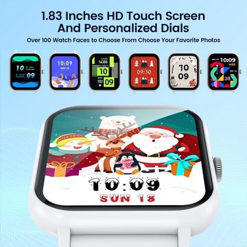 TAOPON Smartwatch (1,83 Zoll, Android, iOS), mit Telefonfunktion Fitnessuhr Sport Uhren, Herzfrequenz Schlafmonitor