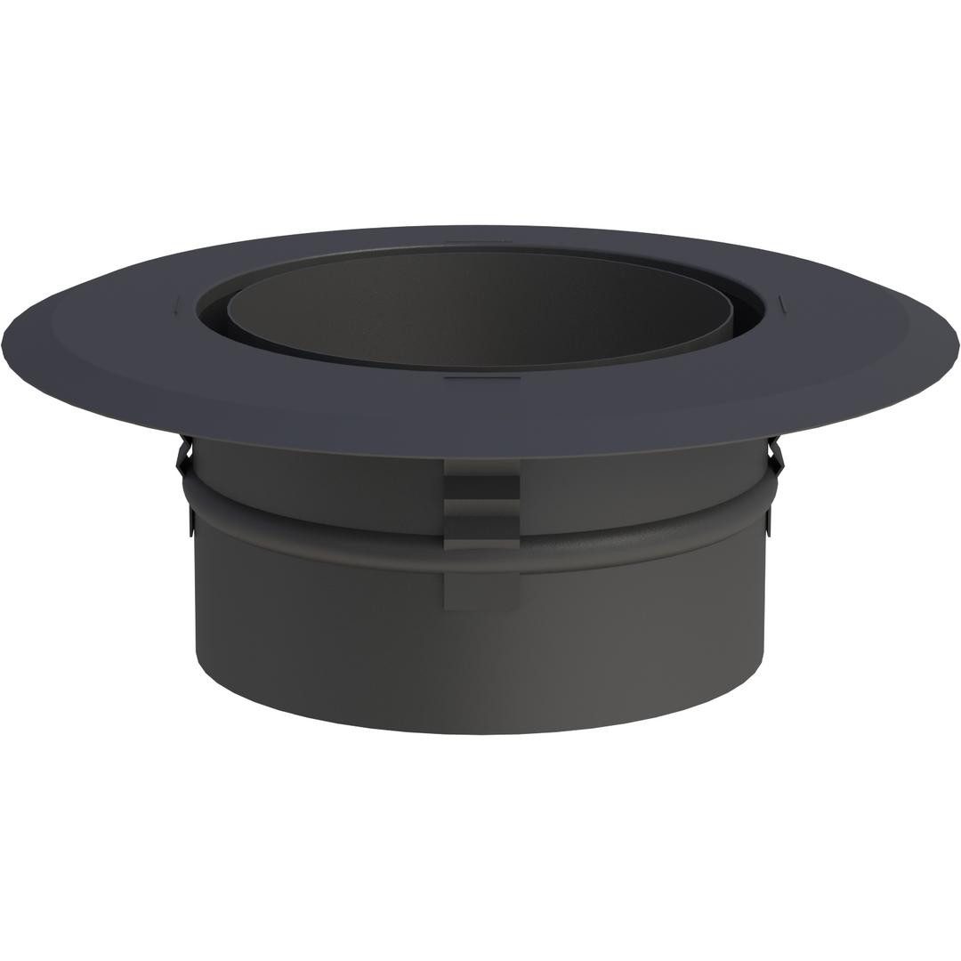 Feuercampus Ofenrohr Wandfutter mit Zentrierfedern und Wandrosette, 130 mm