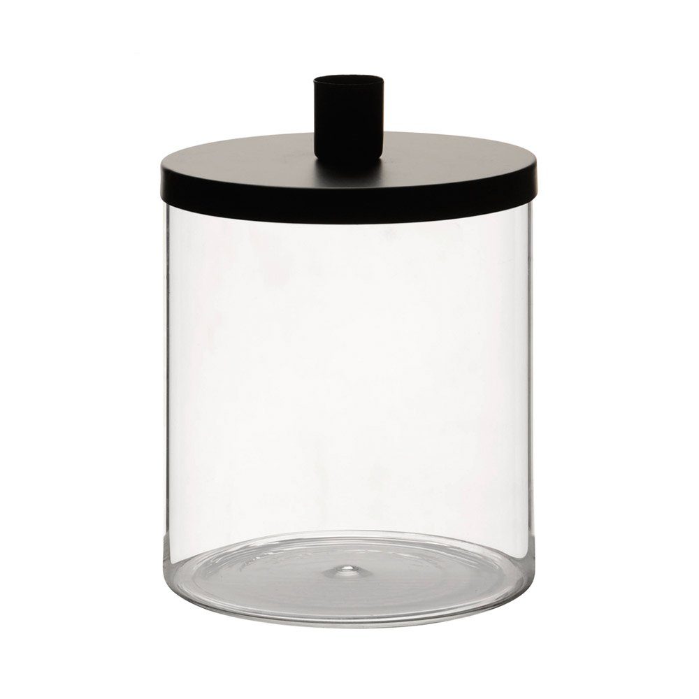 Kerzenaufsatz schwarz Kerzenhalter H18cm mit Glas Kerzenhalter Grafelstein befüllbares GLAS