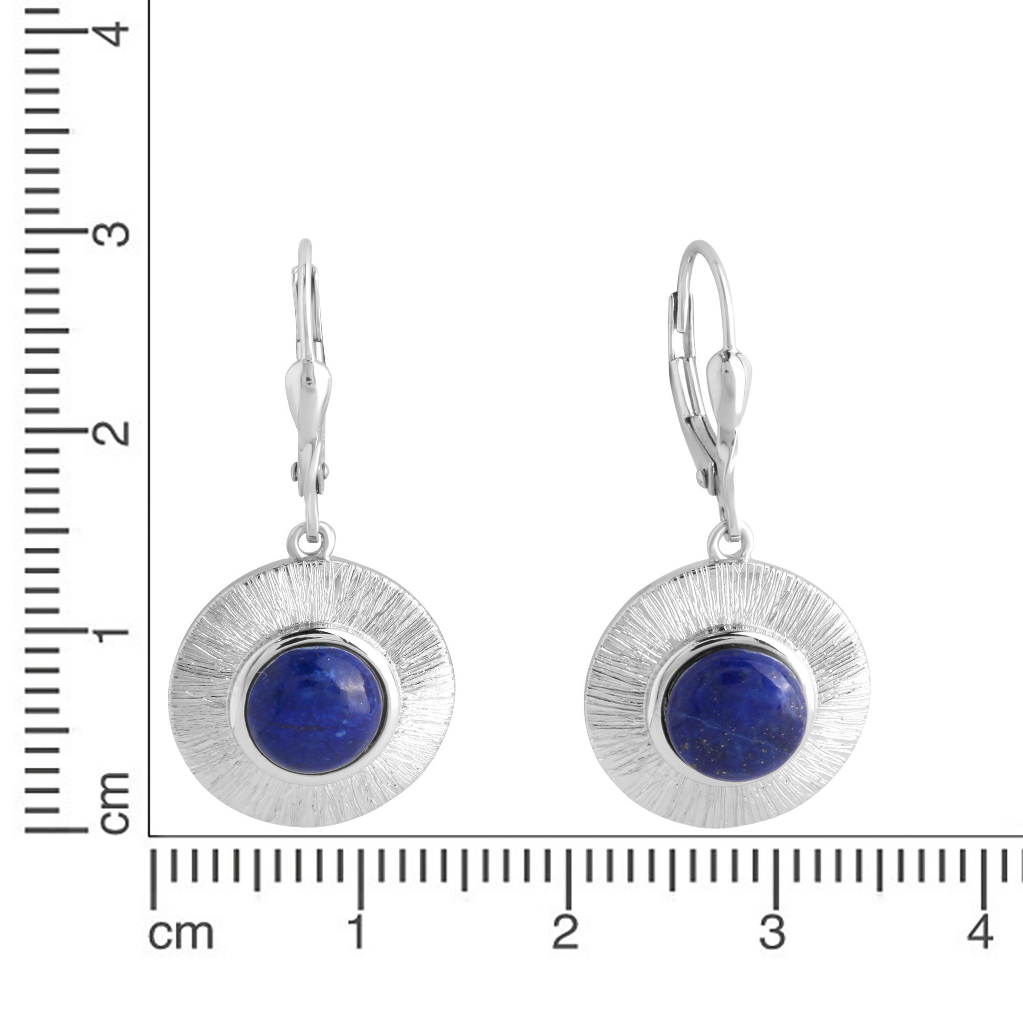 Zeeme Paar Ohrhänger Silber 925 rhodiniert glanz/matt mit echtem Lapis 8mm günstig online kaufen