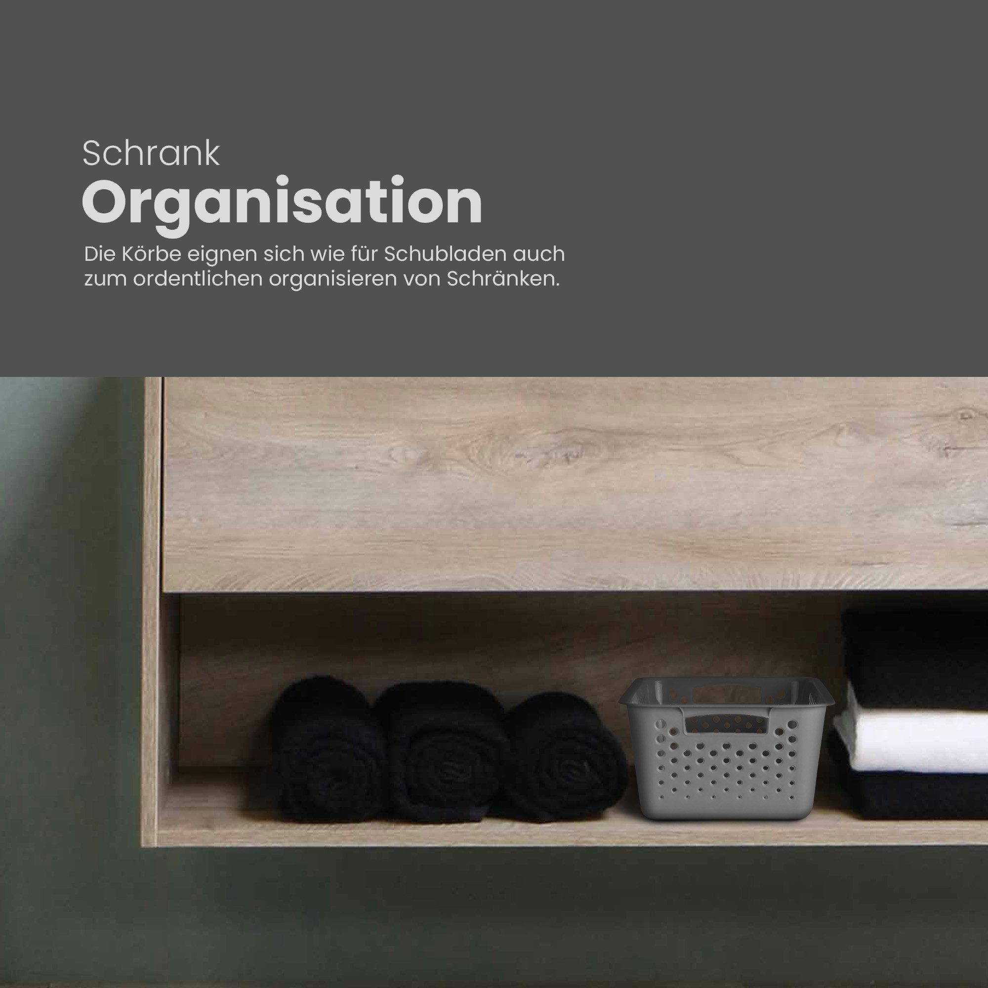 Pro Home Aufbewahrungskorb Modularer Kunststoffkorb Kunststoff Box (4 St), Aufbewahrungsbox mit Griffen - BPA-Frei - Organizer Körbchen Bad Küche – Bild 4 von 5