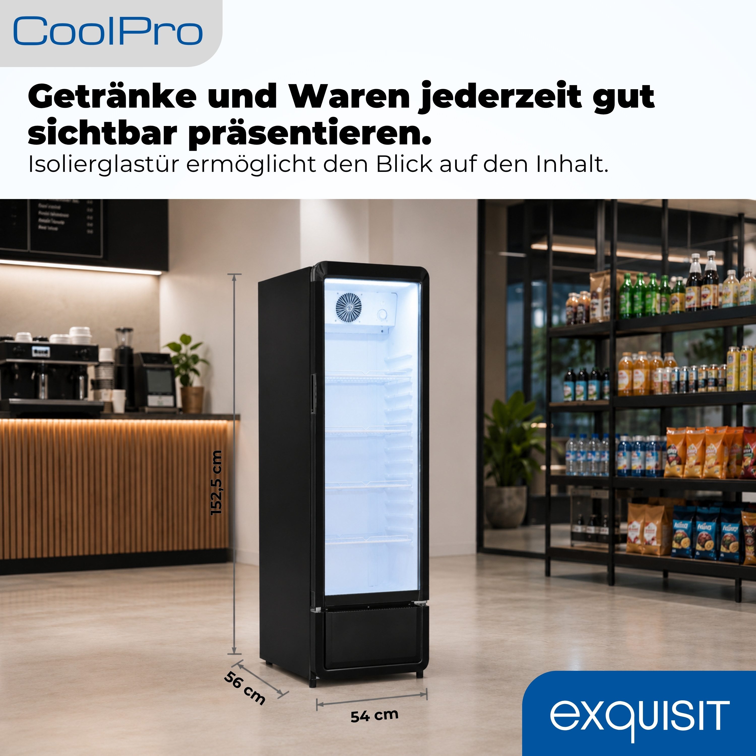exquisit Getränkekühlschrank GKS5220-GT-431D, 152.5 cm hoch, 54 cm breit, 2 Jahre Herstellergarantie