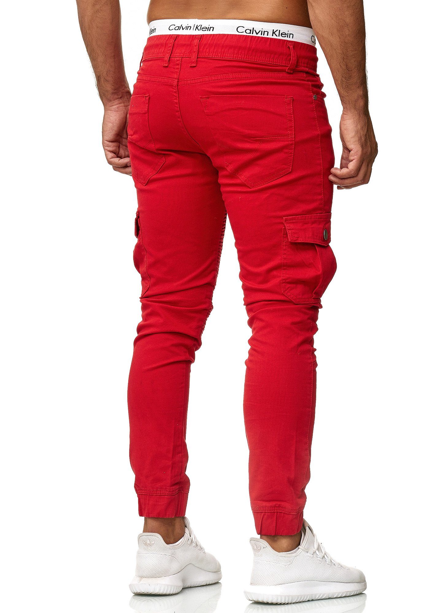 Streetwear, Freizeit Cargohose Straight-Jeans Business Casual Rot (Chino 3207C 1-tlg) OneRedox