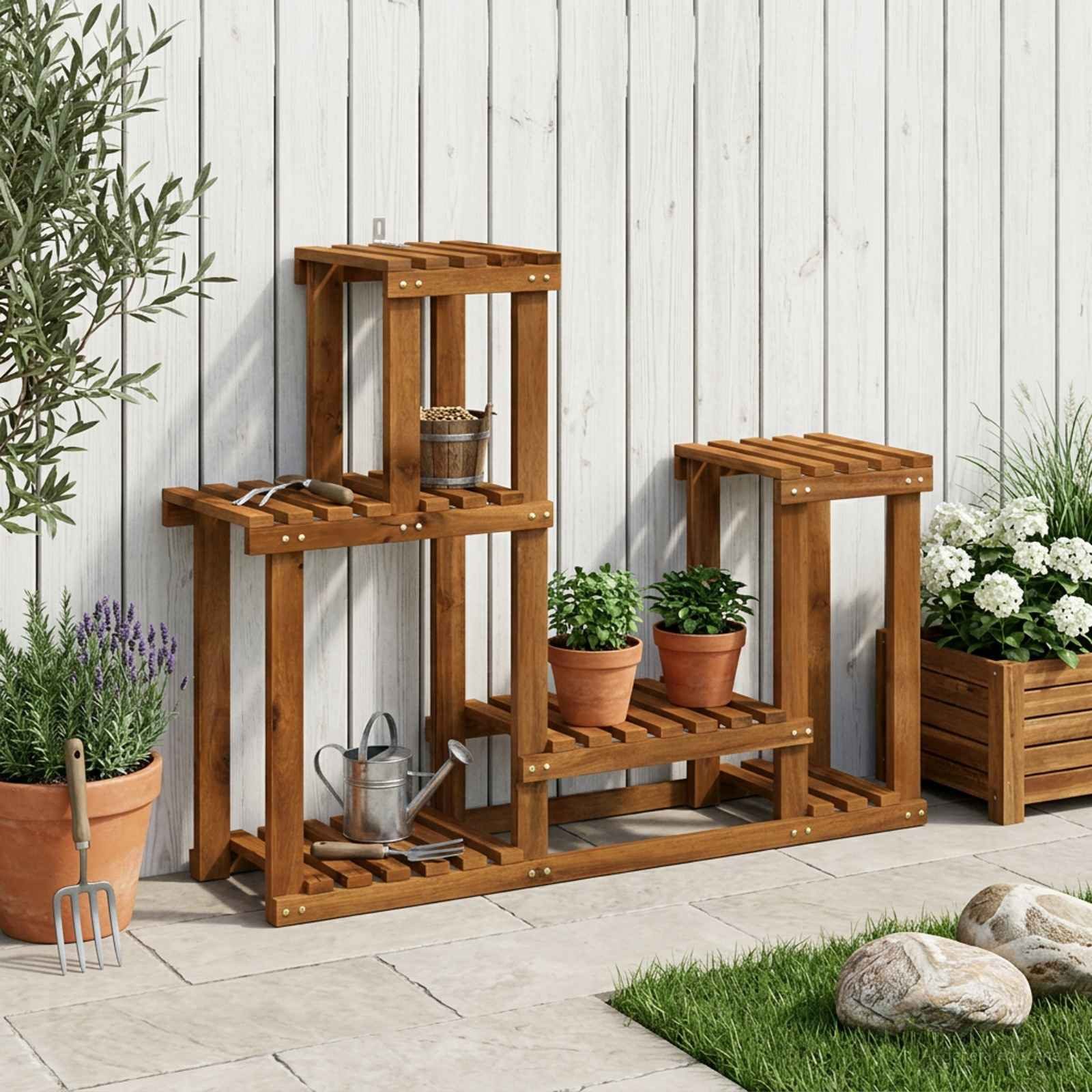 vidaXL Blumenständer Pflanzenständer Natur 90 x 25 x 73 cm Massivholz (1 St)