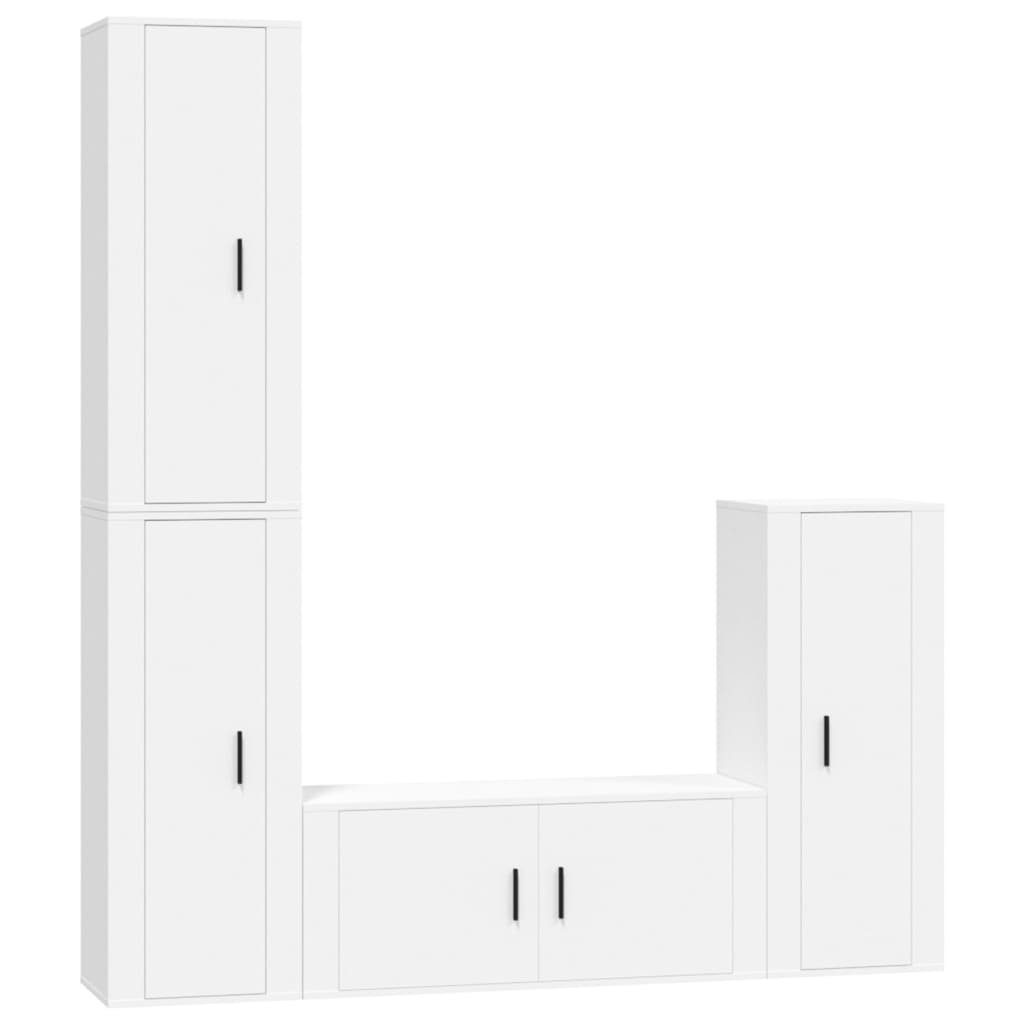 Weiß furnicato Holzwerkstoff TV-Schrank-Set TV-Schrank 4-tlg.