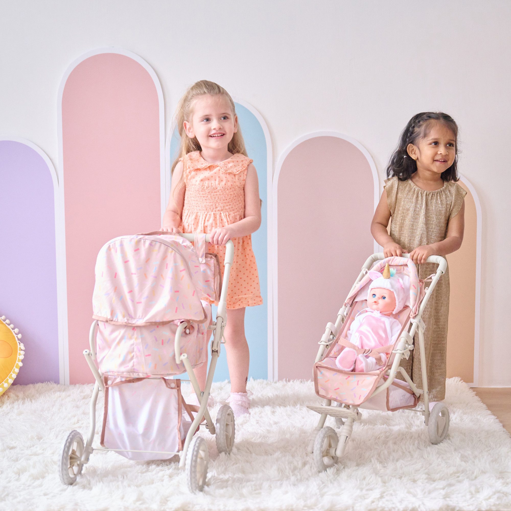 TEAMSON™ KIDS    Puppenwagen Puppenwagen 2-in-1 für Kinder mit Zubehör